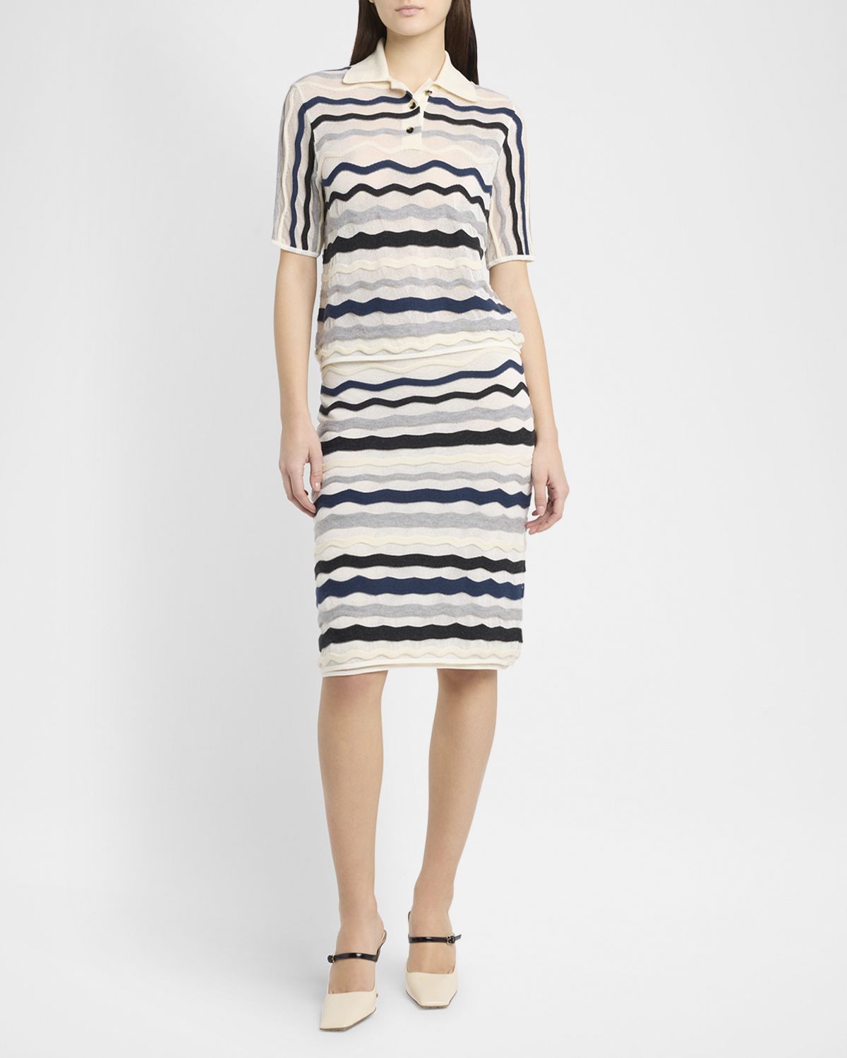 Bottega Veneta Zigzag Striped Knitwear Skirt
