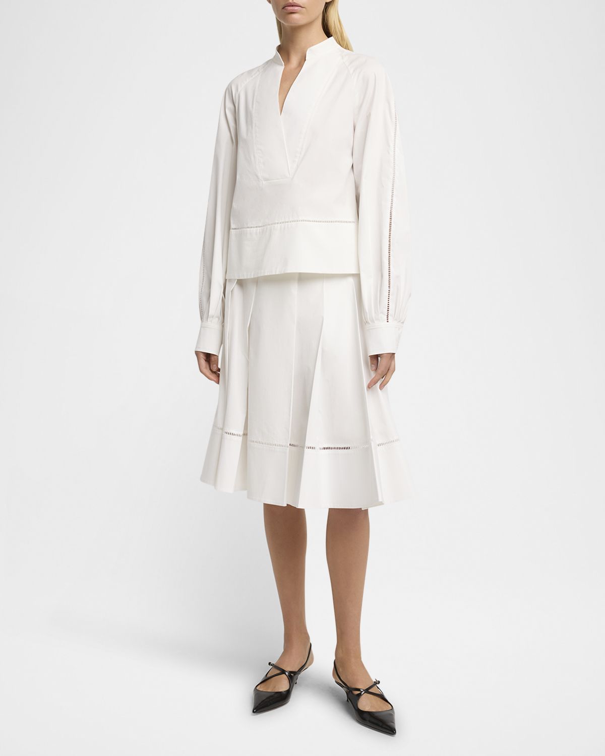 Proenza Schouler Grayson Ladder Stitch Poplin Top