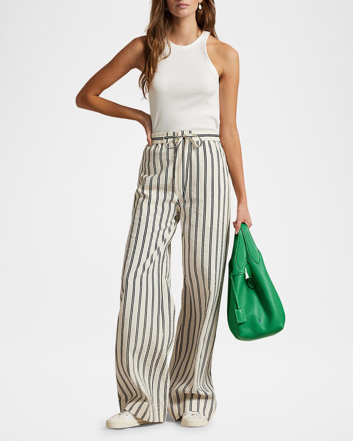 Polo Ralph Lauren Striped Silk-Blend Wide-Leg Pant