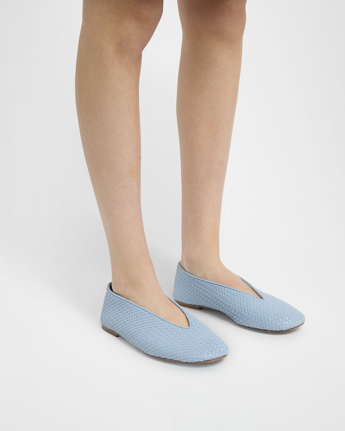 Bottega Veneta Micro Woven Nappa Leather Ballerina Flats