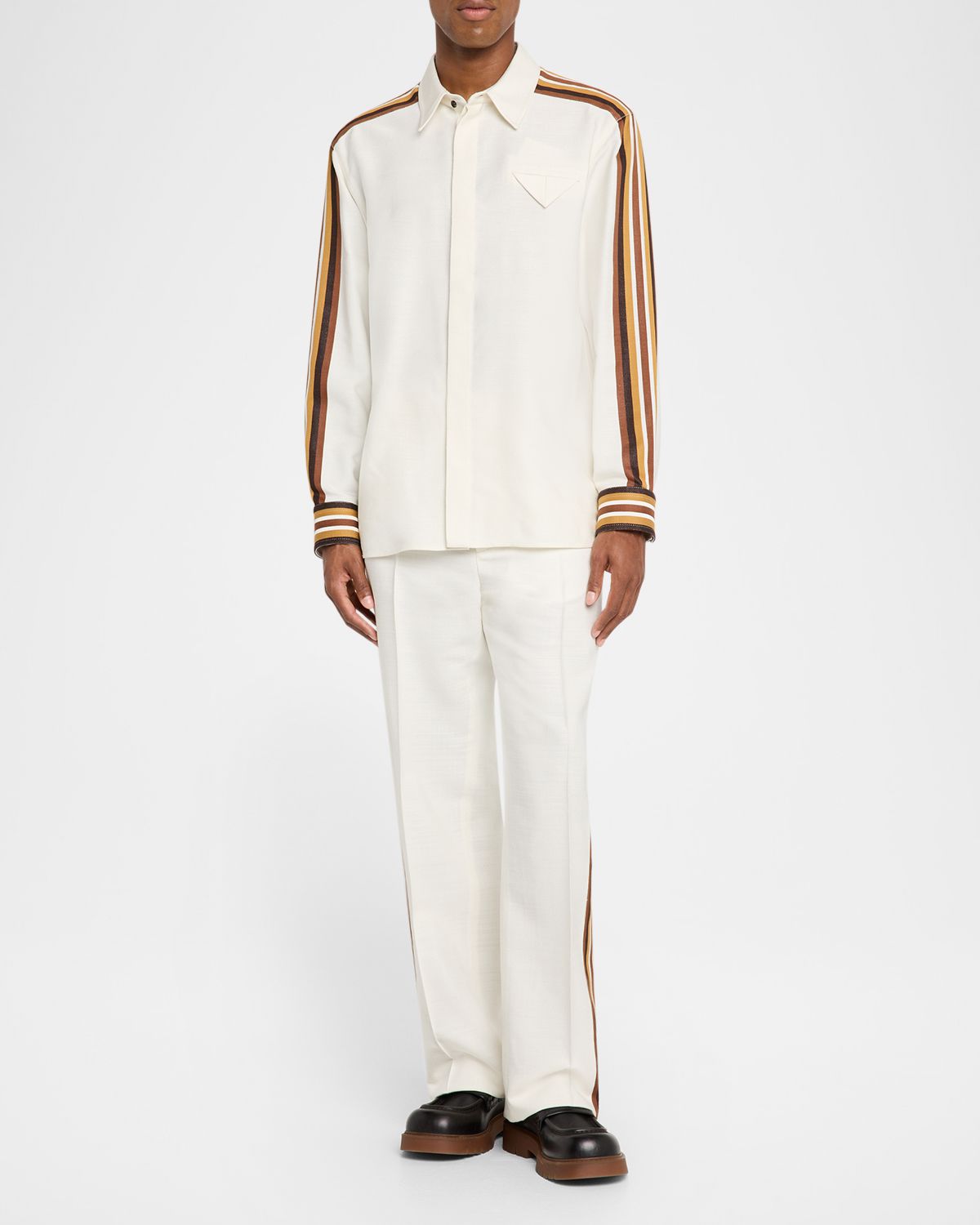 Bottega Veneta Men 's Viscose Stripe Flat-Front Trousers