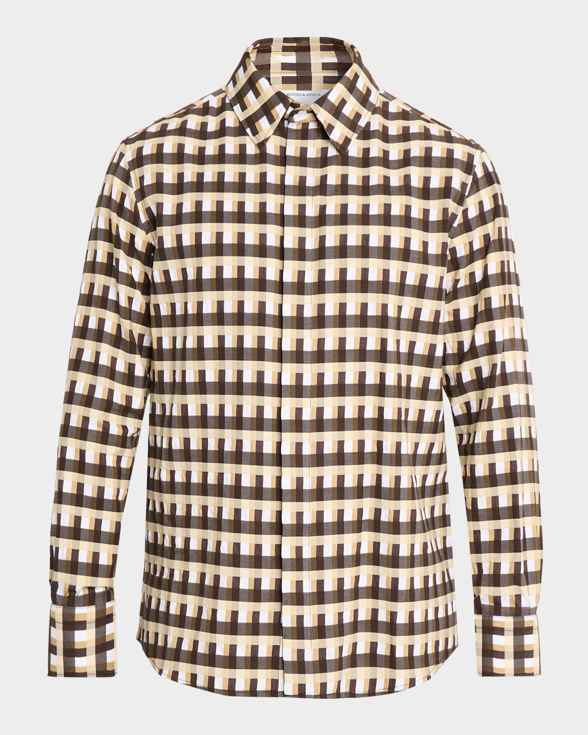 Bottega Veneta Men 's Cotton 3D Check-Print Button-Down Shirt