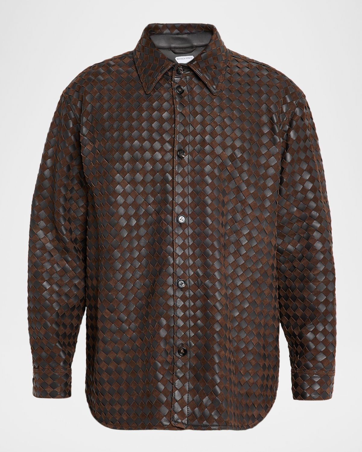 Bottega Veneta Men 's Mix Leather and Suede Intreccio Overshirt