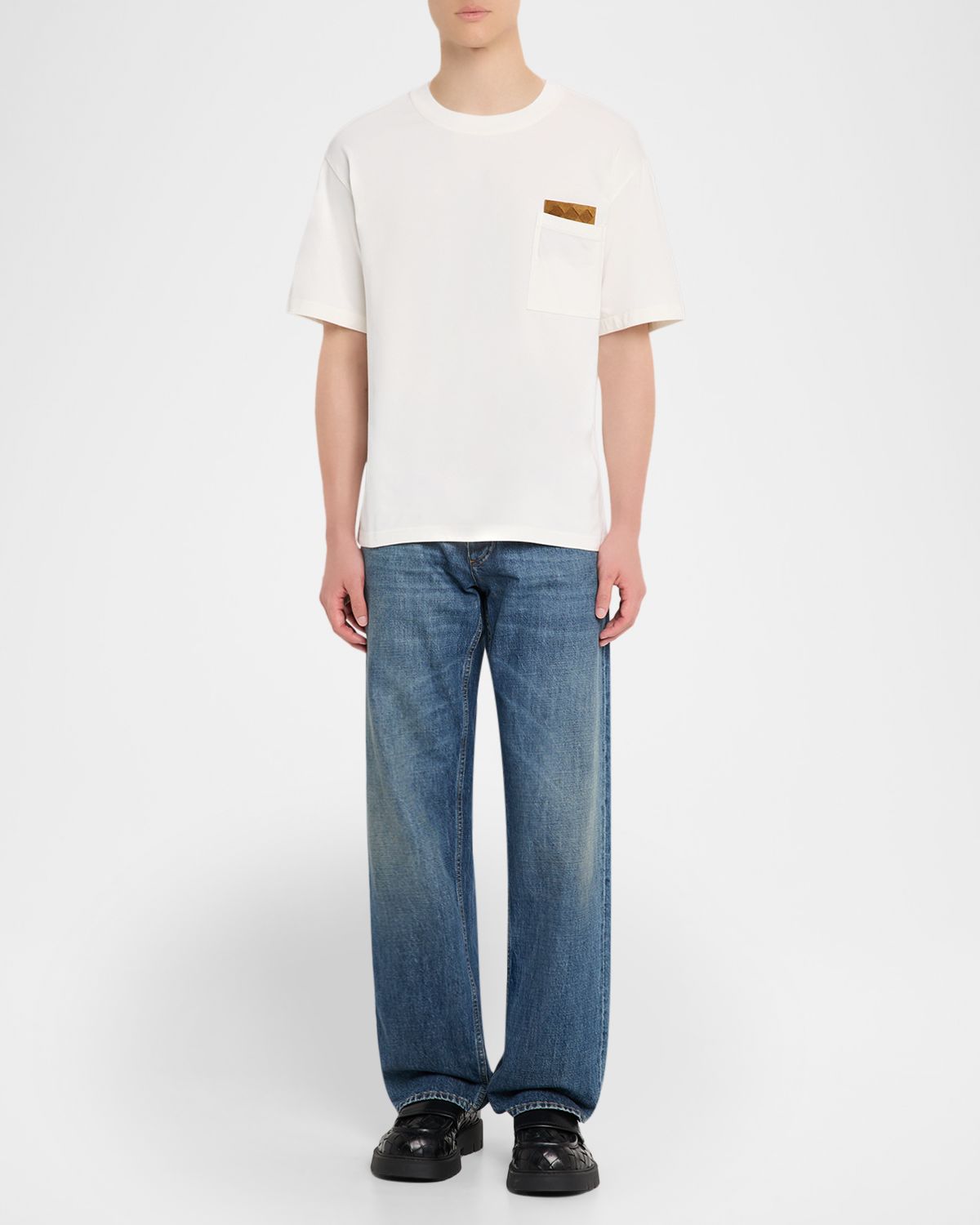 Bottega Veneta Men 's Pima Cotton Jersey Intrecciato-Pocket T-Shirt