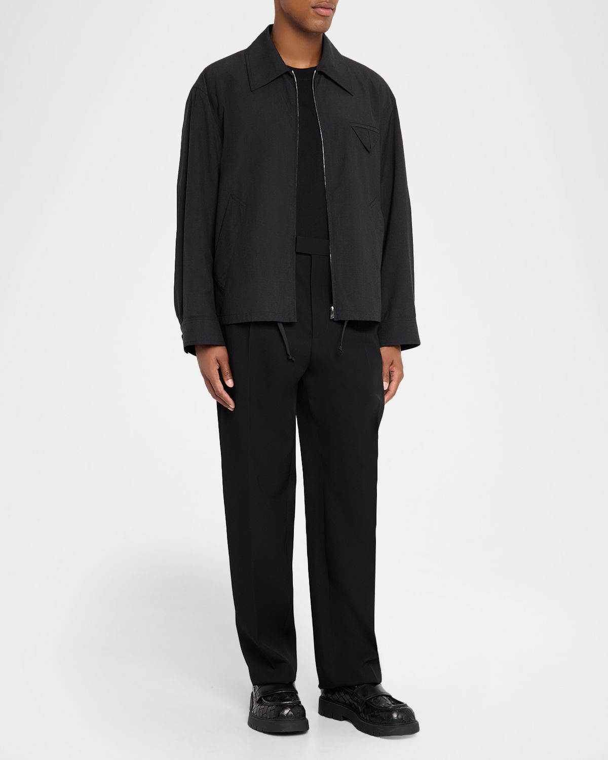 Bottega Veneta Men 's Wool Triangle-Pocket Full-Zip Blouson