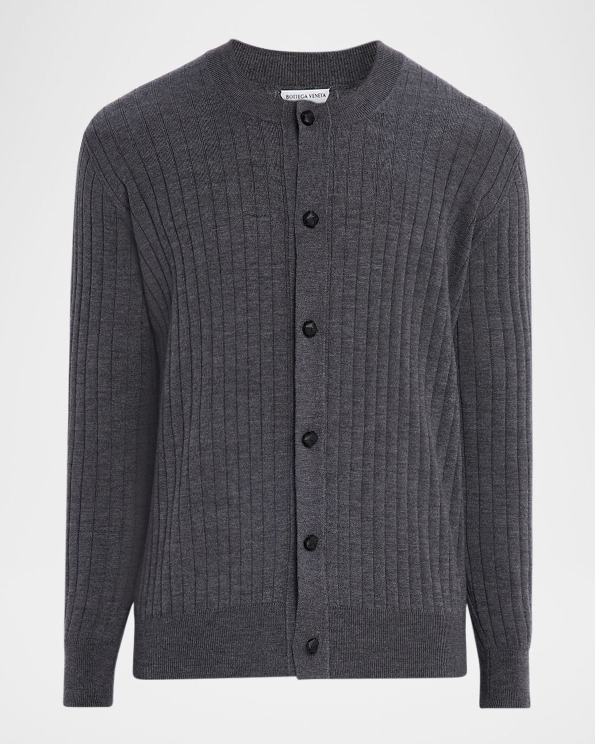Bottega Veneta Men 's Ribbed Wool Cardigan with Leather Buttons | Thumbnail 6 Bottega Veneta Men 's Ribbed Wool Cardigan with Leather Buttons | Thumbnail 6