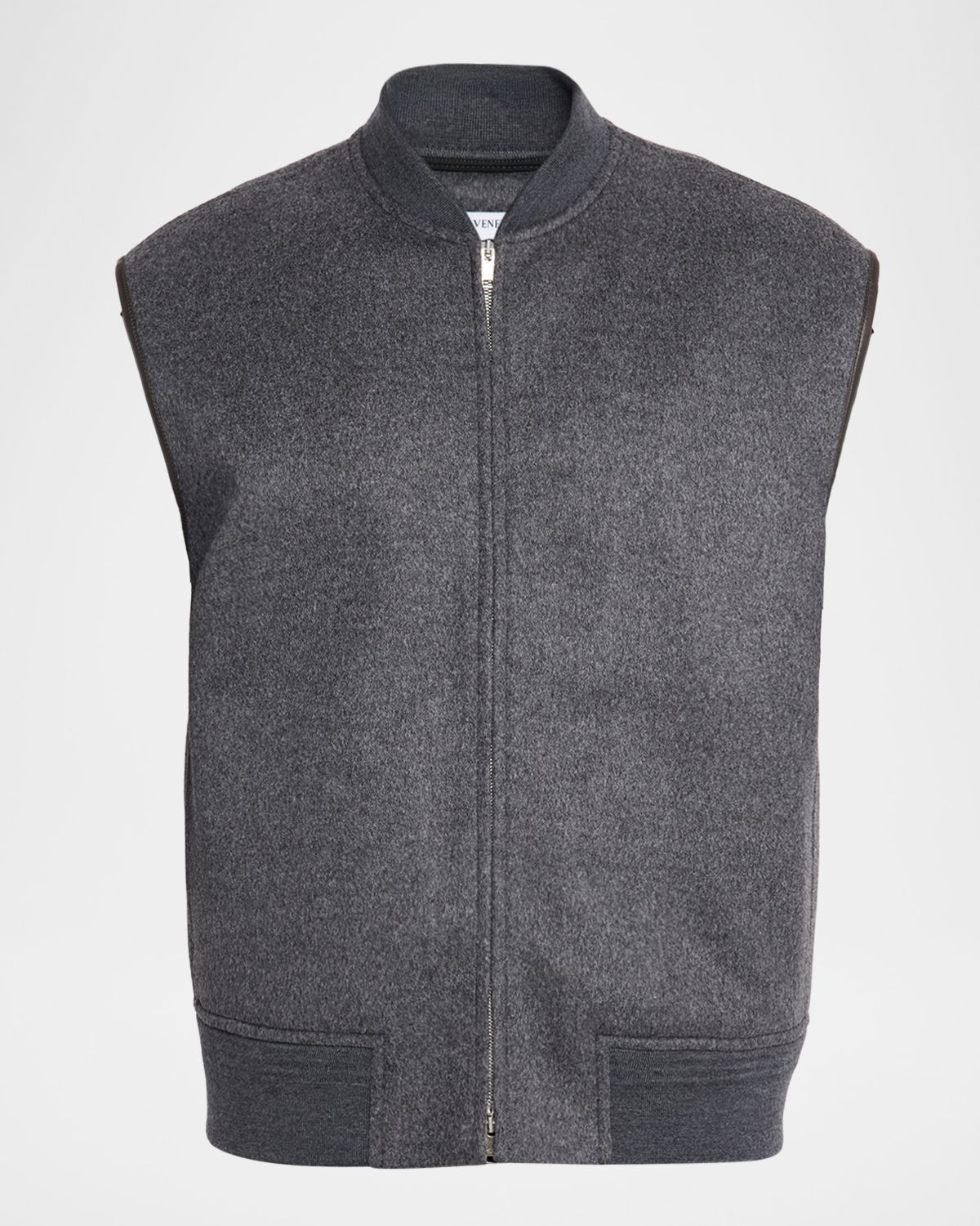 Bottega Veneta Men 's Leather Trim Double-Face Wool Gilet