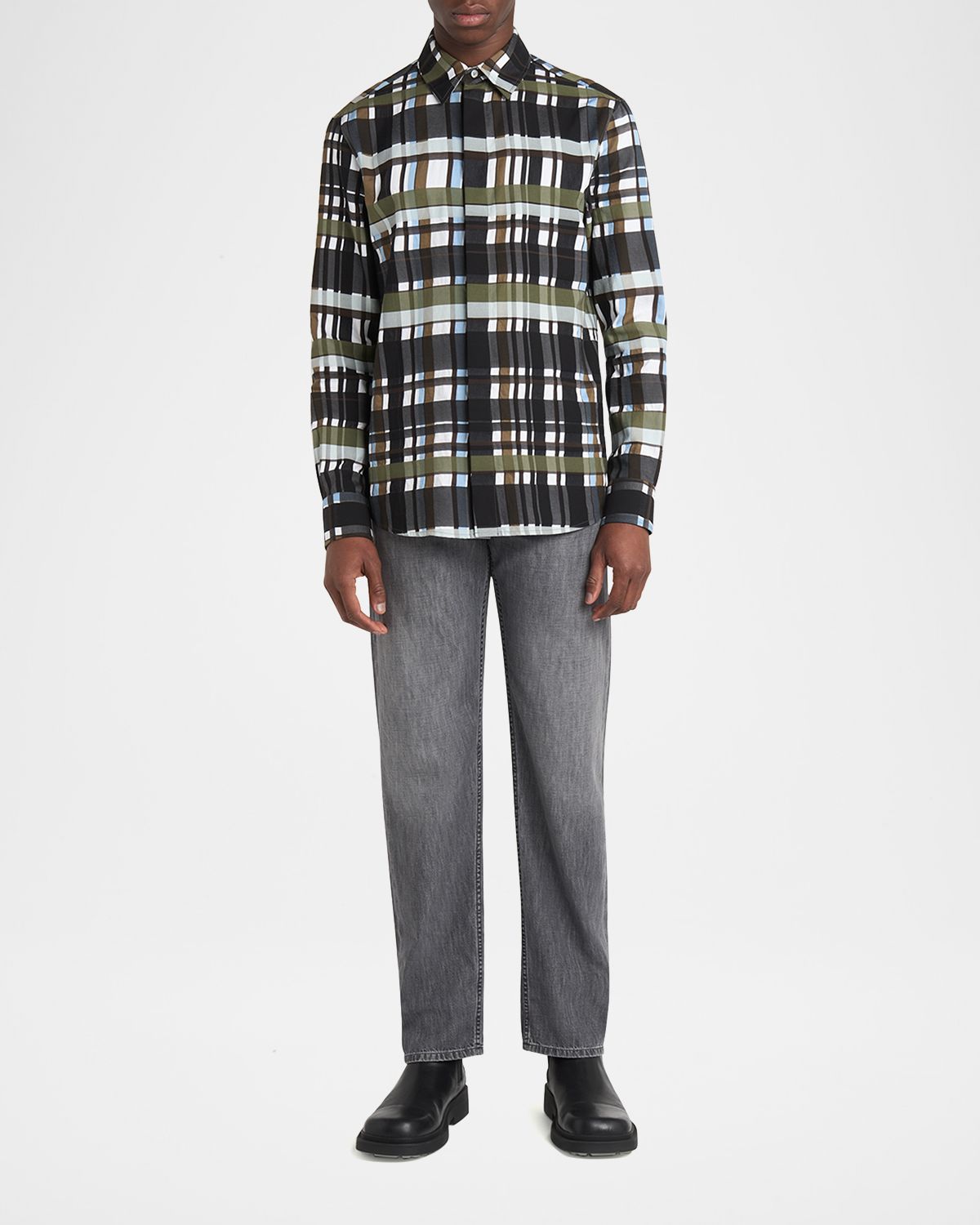 Bottega Veneta Men's Cotton Jumbo Plaid Casual Button-Down Shirt