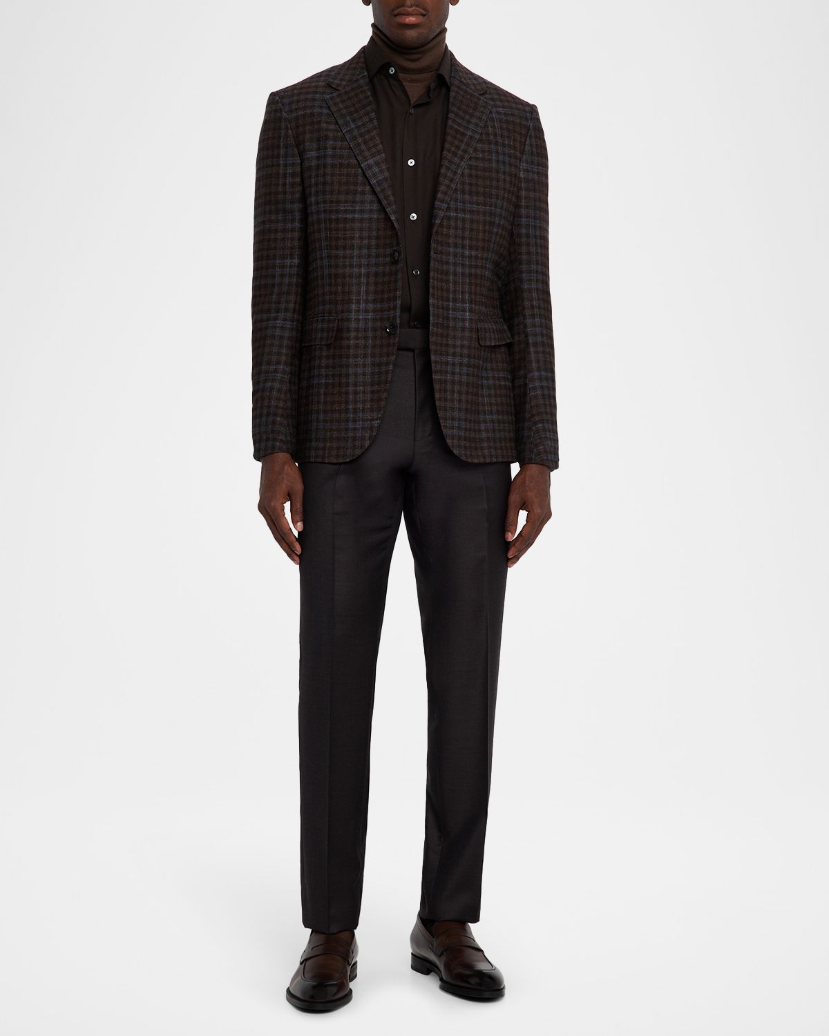 ZEGNA Men 's Check Winter Crossover Notch-Lapel Sport Coat