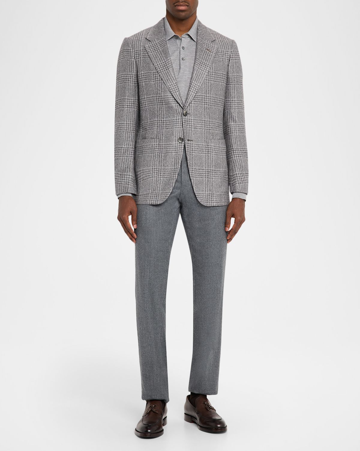 ZEGNA Men 's Cashmere and Silk Plaid Two-Button Sport Coat