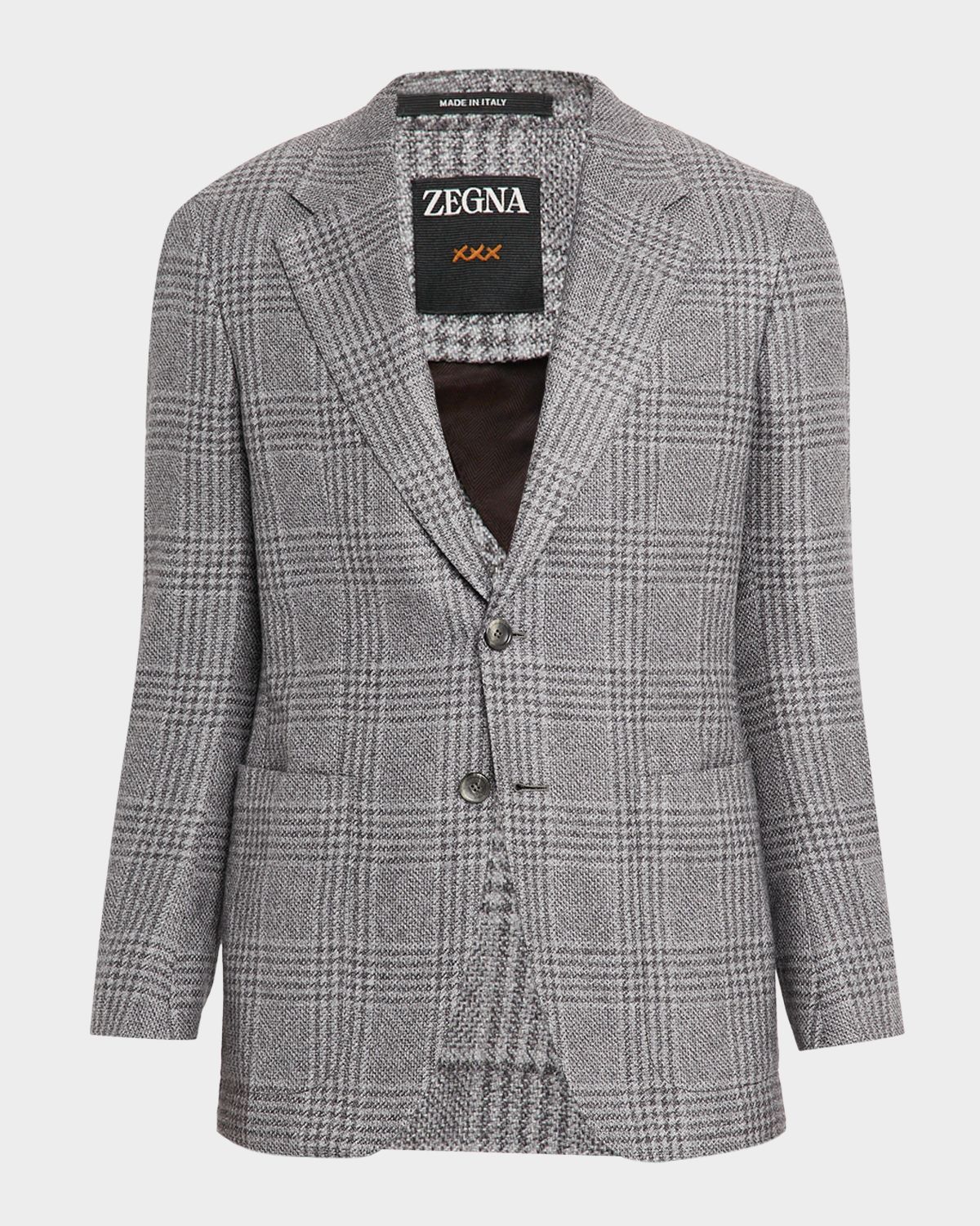 ZEGNA Men 's Cashmere and Silk Plaid Two-Button Sport Coat