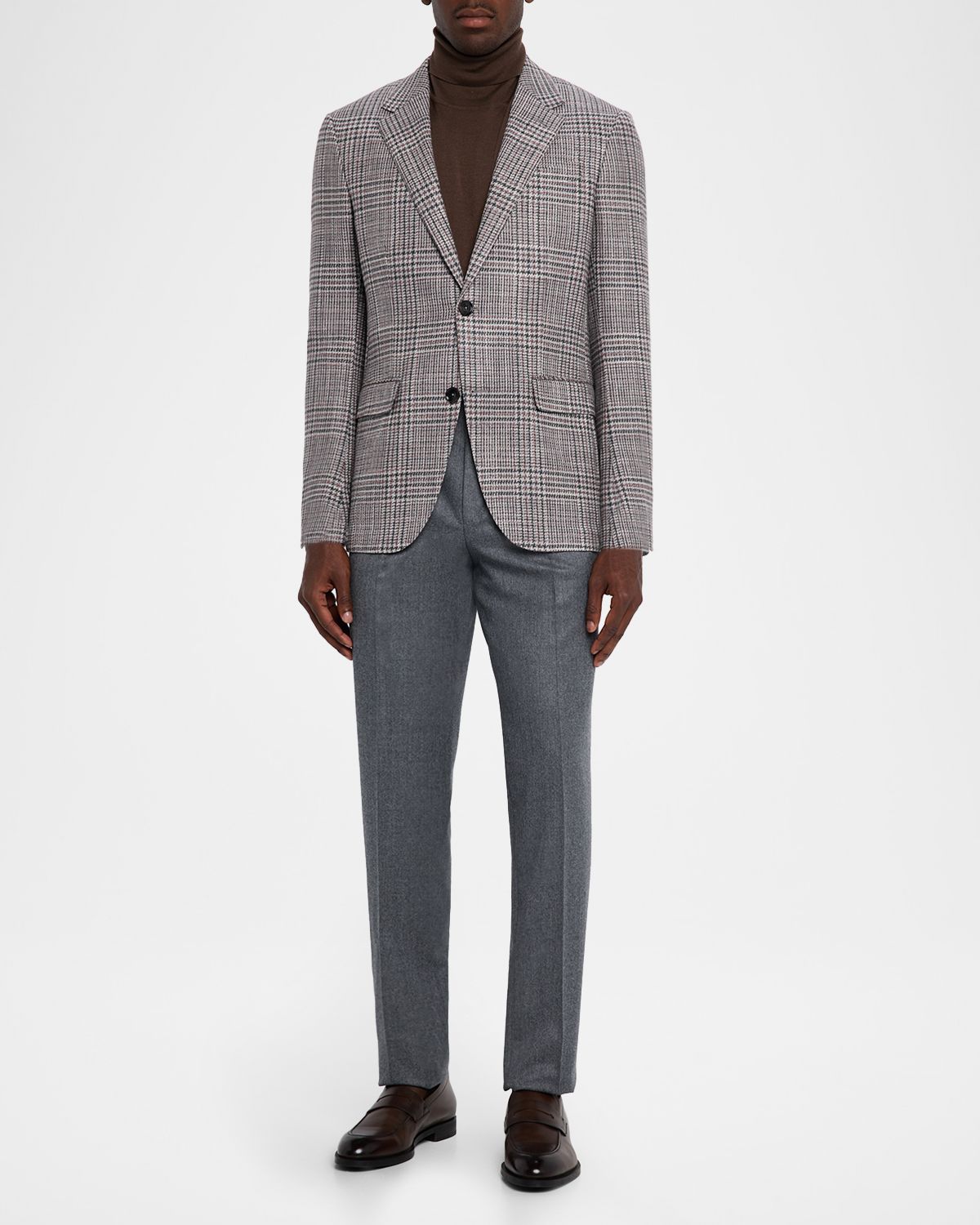 ZEGNA Men 's Glen Plaid Winter Crossover Notch-Lapel Sport Coat