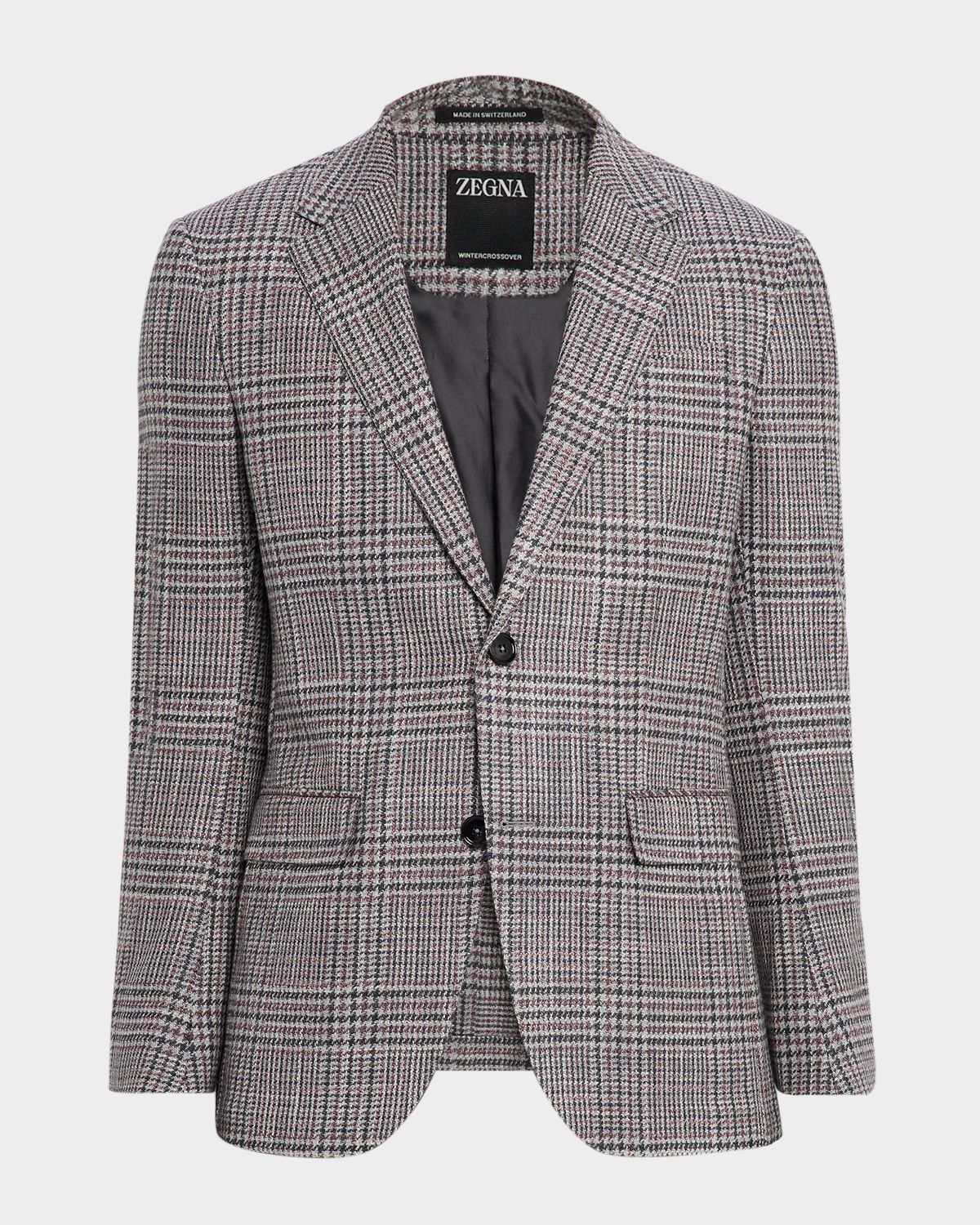 ZEGNA Men 's Glen Plaid Winter Crossover Notch-Lapel Sport Coat