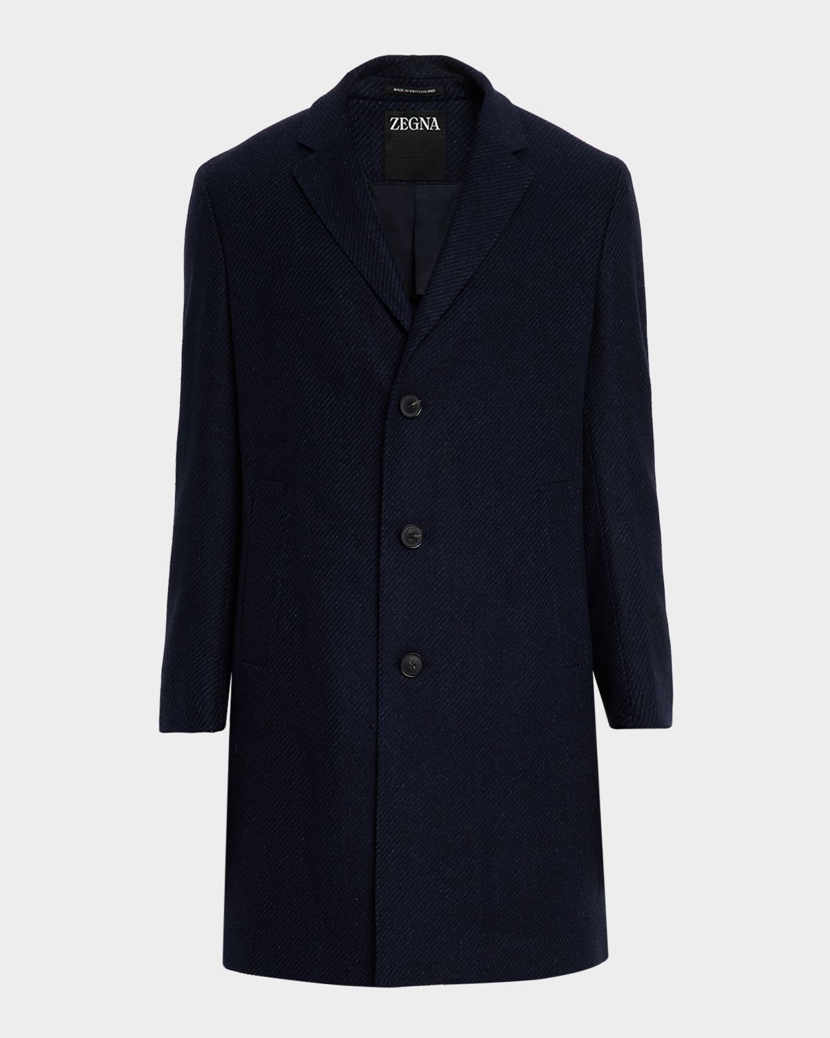 ZEGNA Men 's Cashmere and Silk Stripe Twill Top Coat