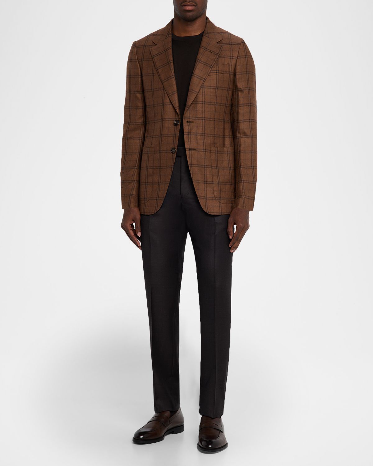 ZEGNA Men 's Cashmere and Silk Plaid Patch-Pocket Sport Coat