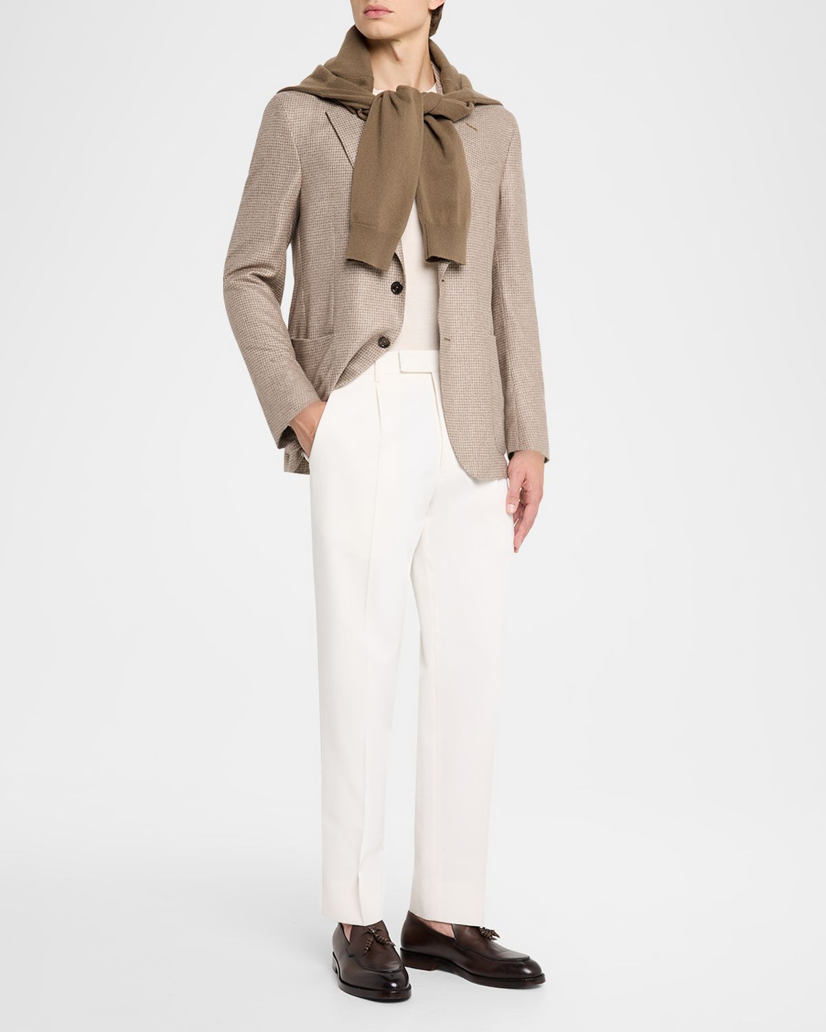 ZEGNA Men 's Silk and Cashmere Houndstooth Notch-Lapel Sport Coat