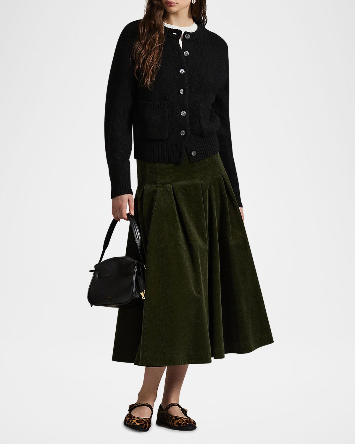 Polo Ralph Lauren Pleated Corduroy Skirt