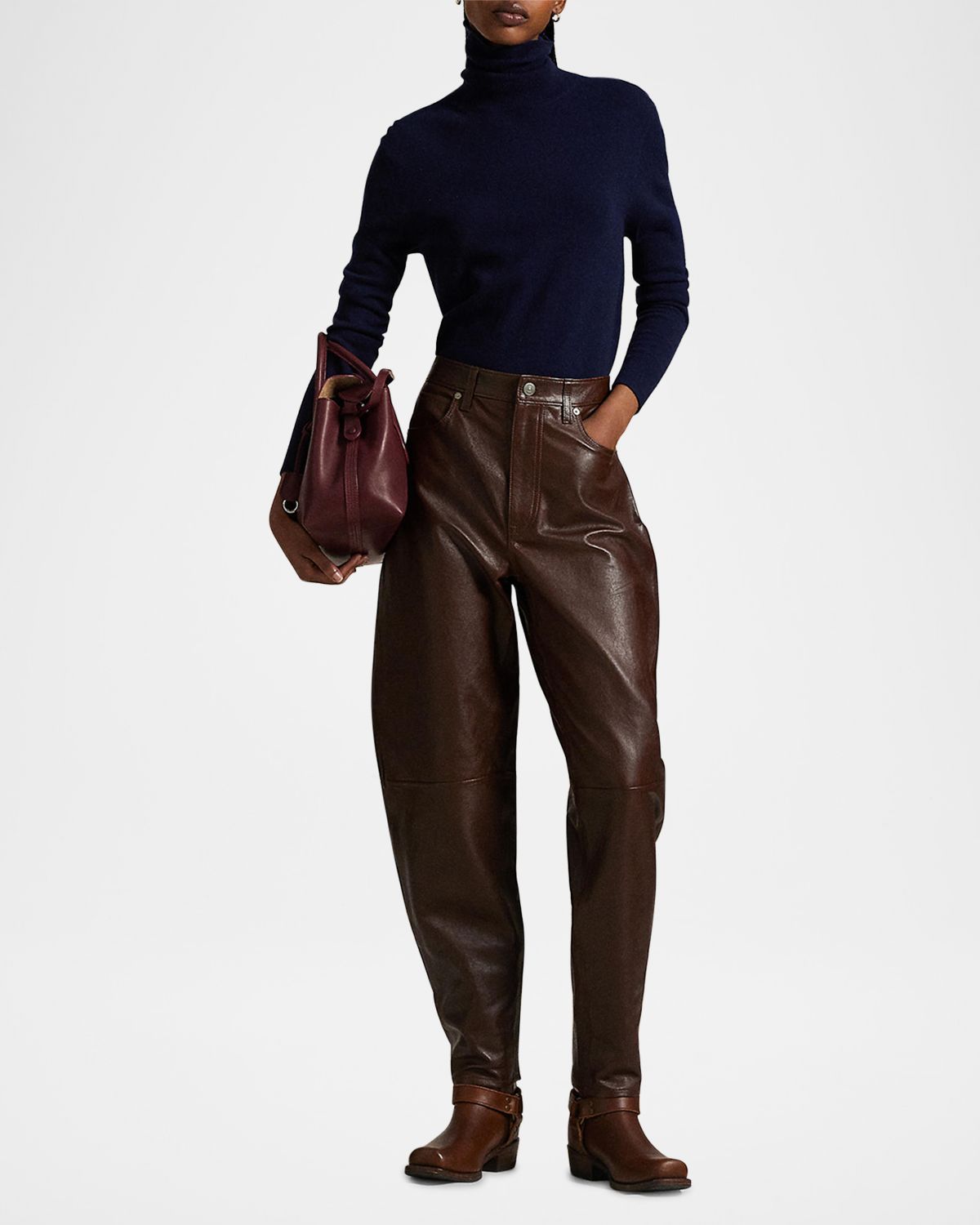 Polo Ralph Lauren Curved Tapered Leather Pants