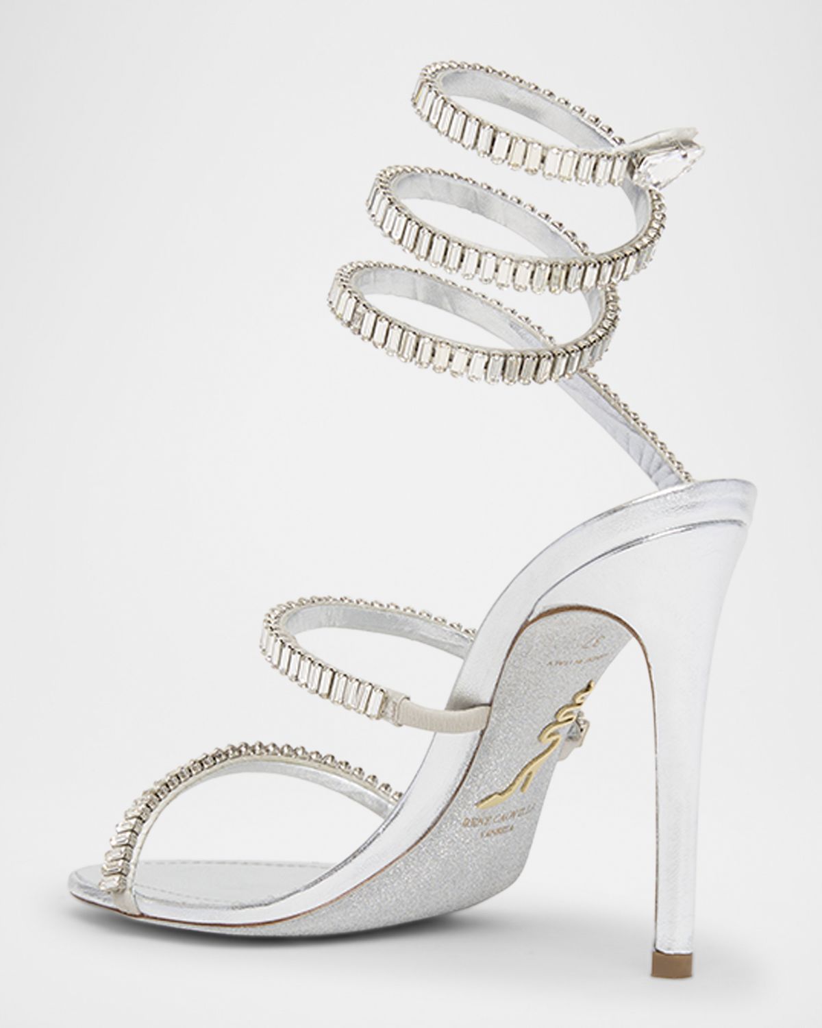 Rene Caovilla Metallic Leather Strass Snake Ankle Wrap Sandals | Thumbnail 4 Rene Caovilla Metallic Leather Strass Snake Ankle Wrap Sandals | Thumbnail 4