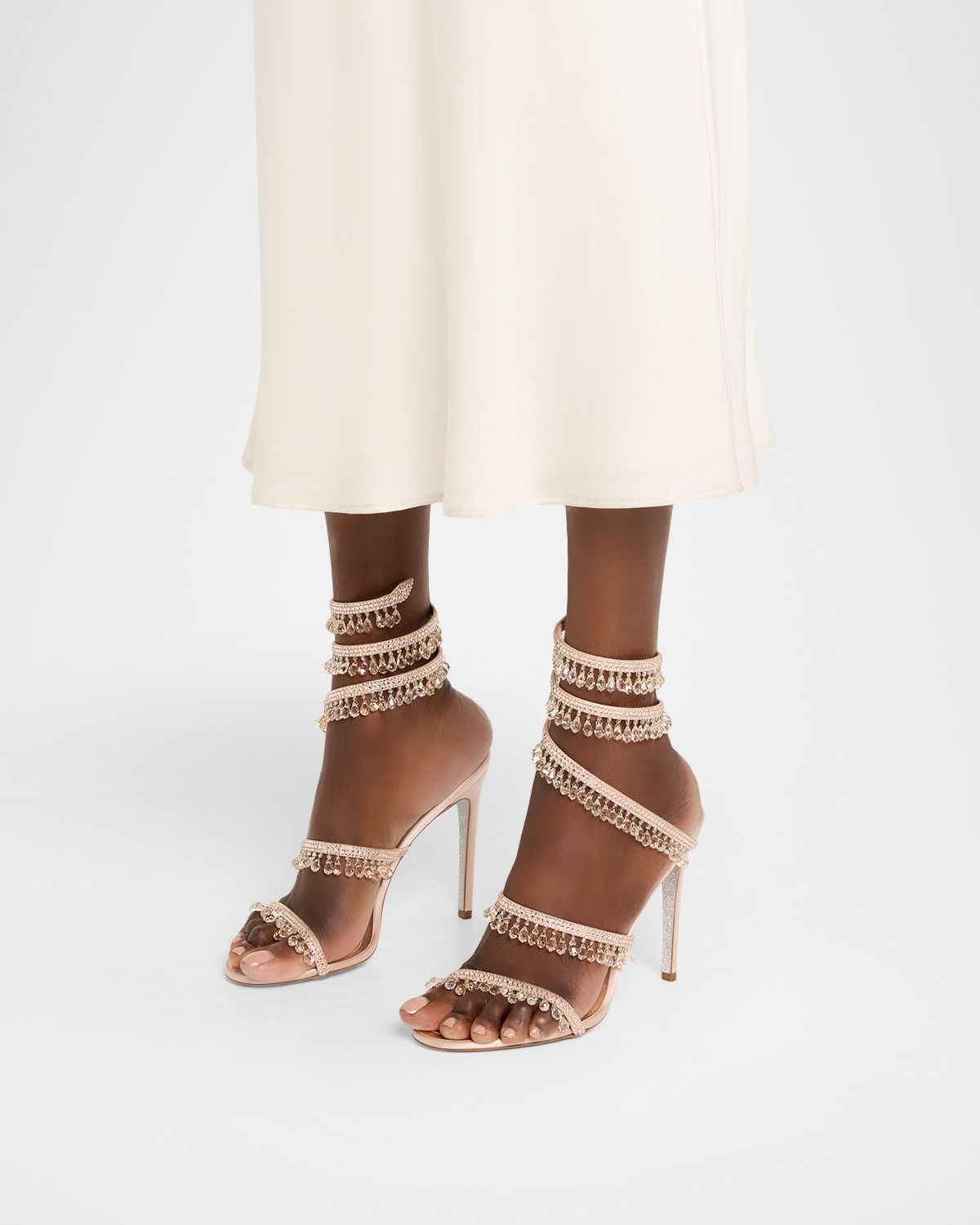 Rene Caovilla Chandelier Satin Snake Ankle Wrap Sandals | Thumbnail 6 Rene Caovilla Chandelier Satin Snake Ankle Wrap Sandals | Thumbnail 6