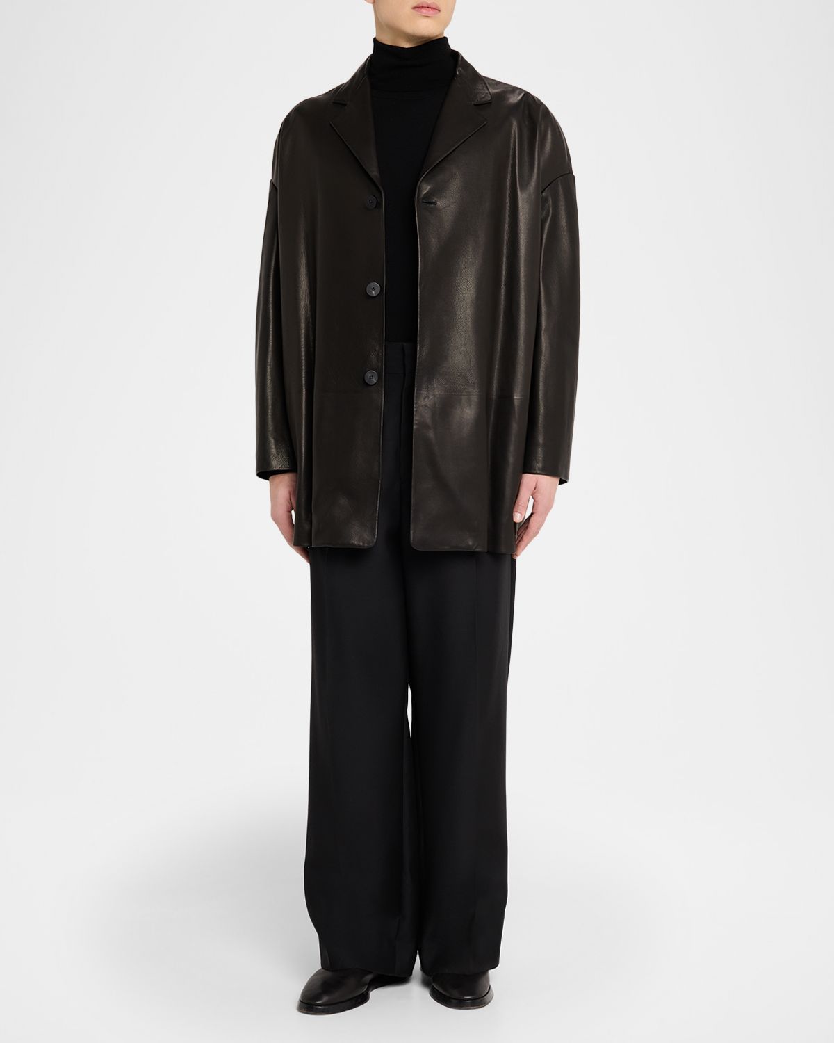 Fear of God Men 's Oversized Single-Breasted Leather Blazer