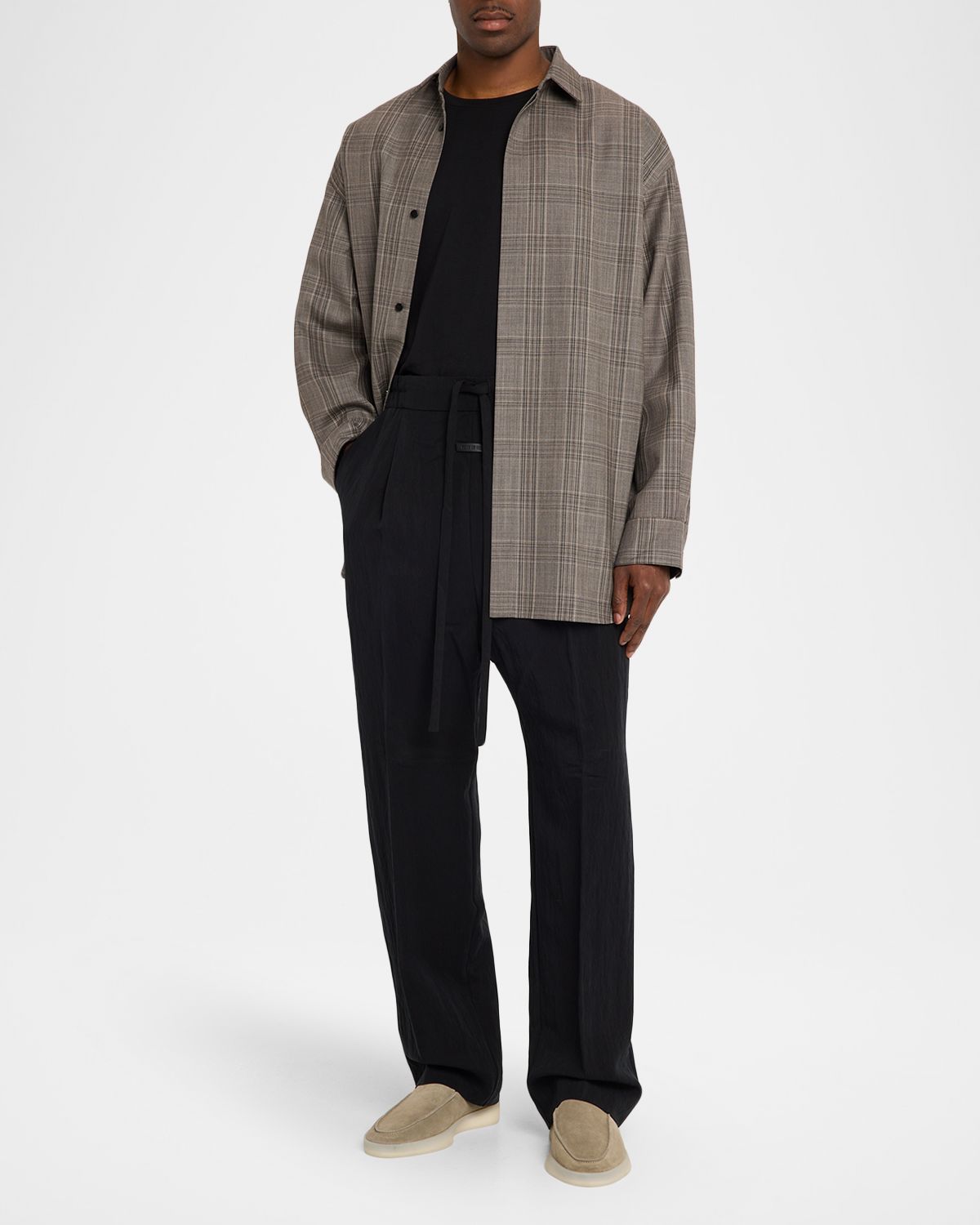 Fear of God Men 's Relaxed Check Wool Collared Shirt