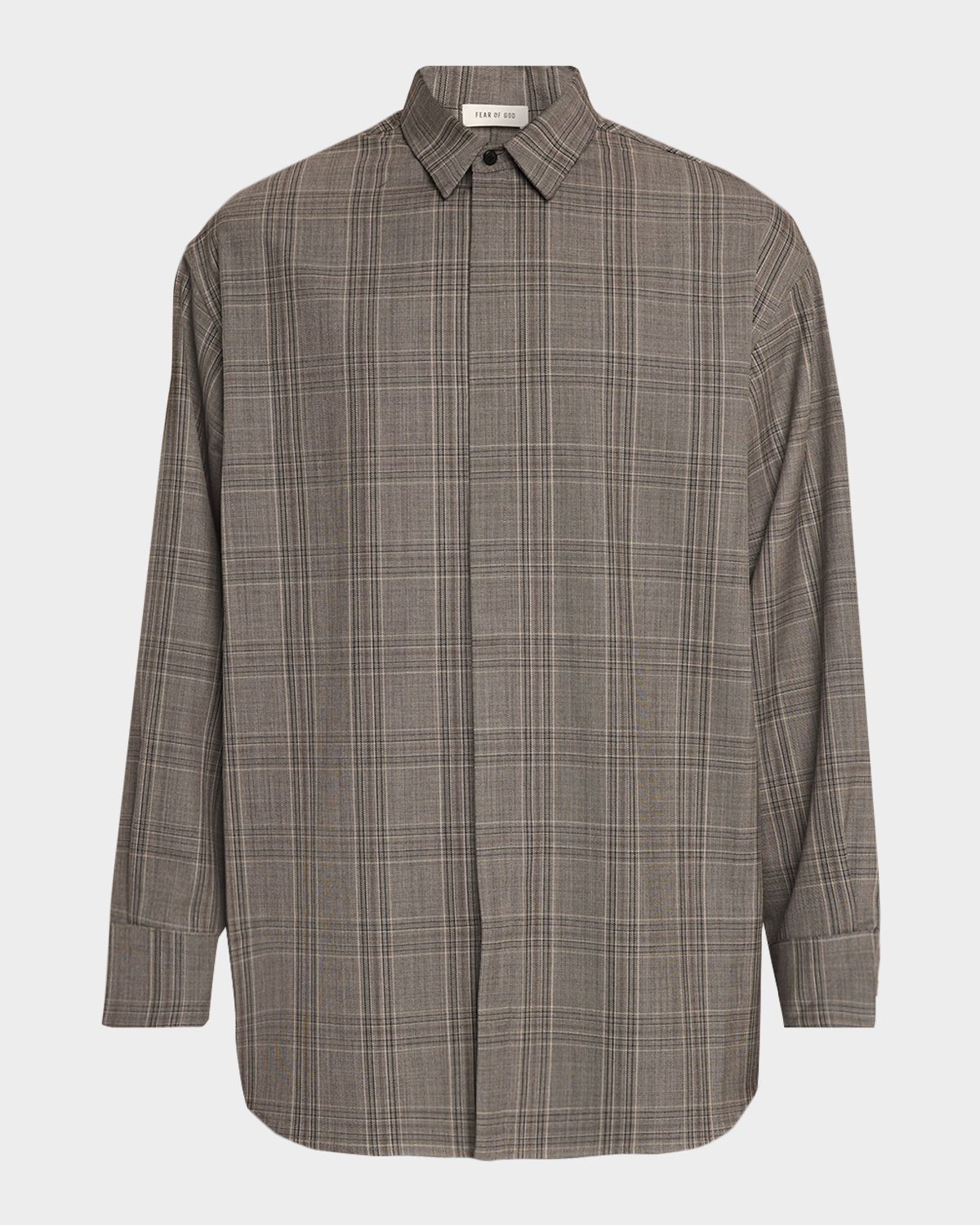 Fear of God Men 's Relaxed Check Wool Collared Shirt