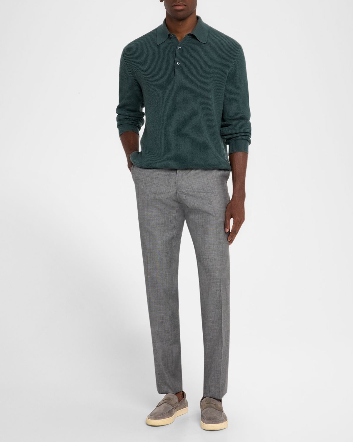 Kiton Men 's Wool Twill Flat-Front Trousers