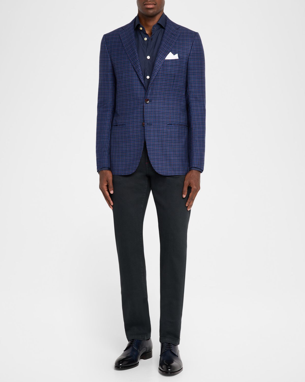 Kiton Men 's Soft Cashmere Multi-Check Sport Coat