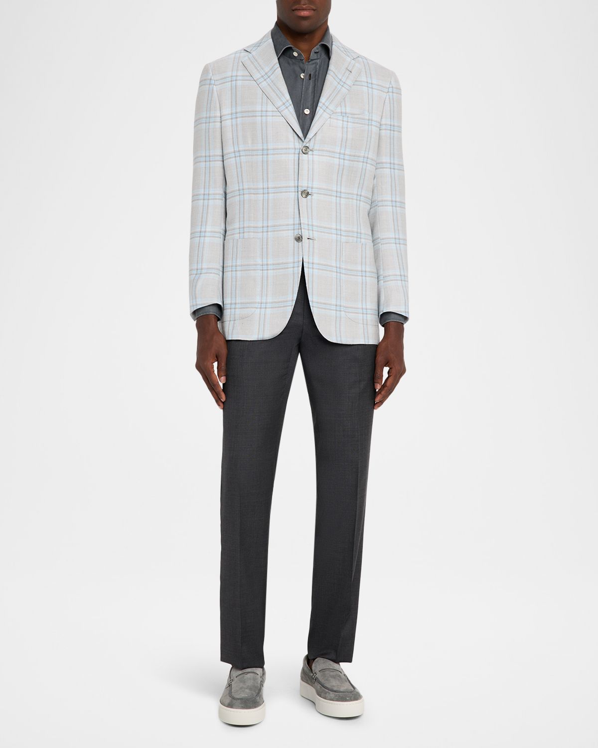 Kiton Men 's Wool Twill Flat-Front Trousers