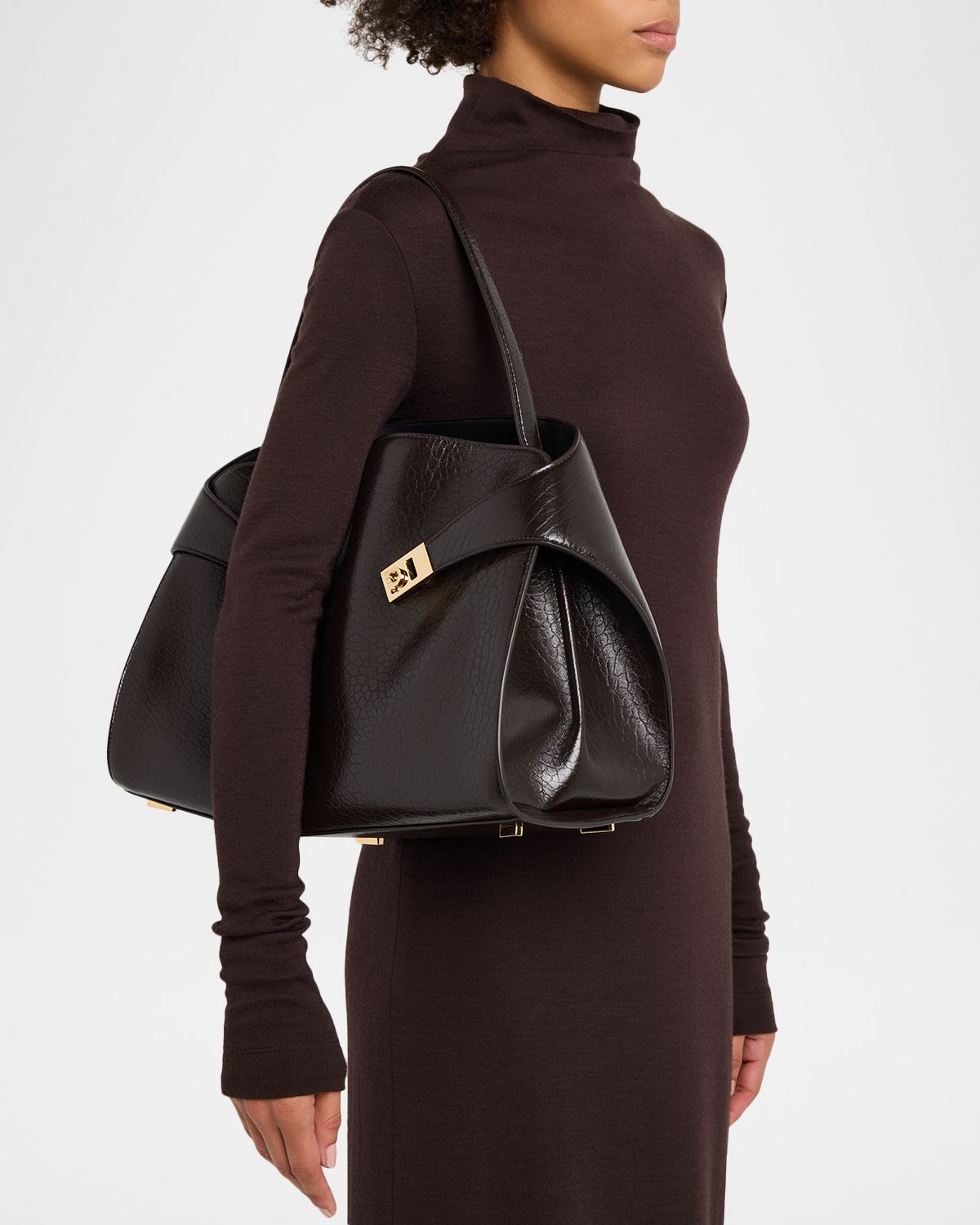 Ferragamo Hug Maxi Grain Leather Shoulder Bag