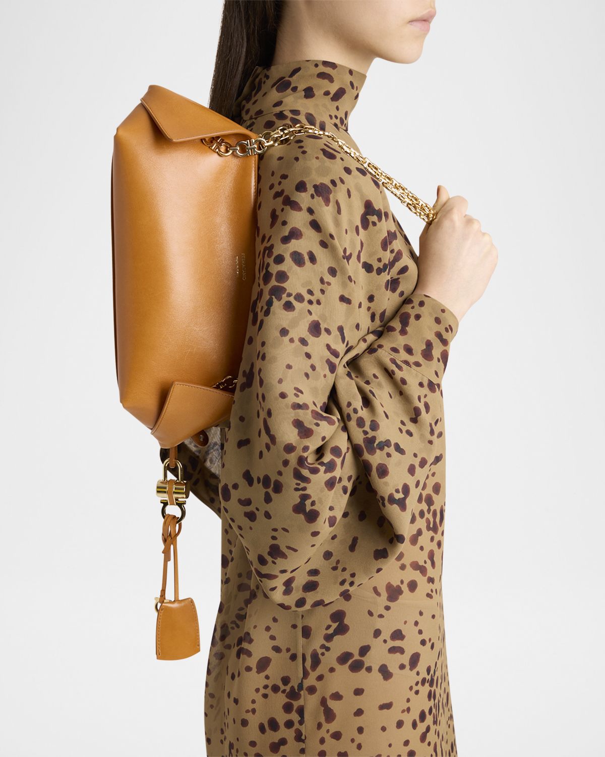 Ferragamo Scarf Smooth Leather Shoulder Bag