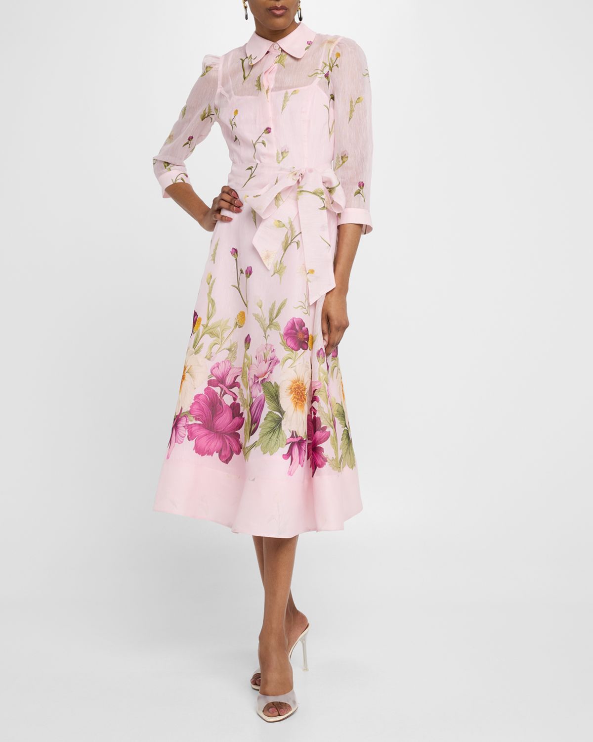 Rickie Freeman for Teri Jon Floral-Print Silk Blend Midi Shirtdress | Thumbnail 5