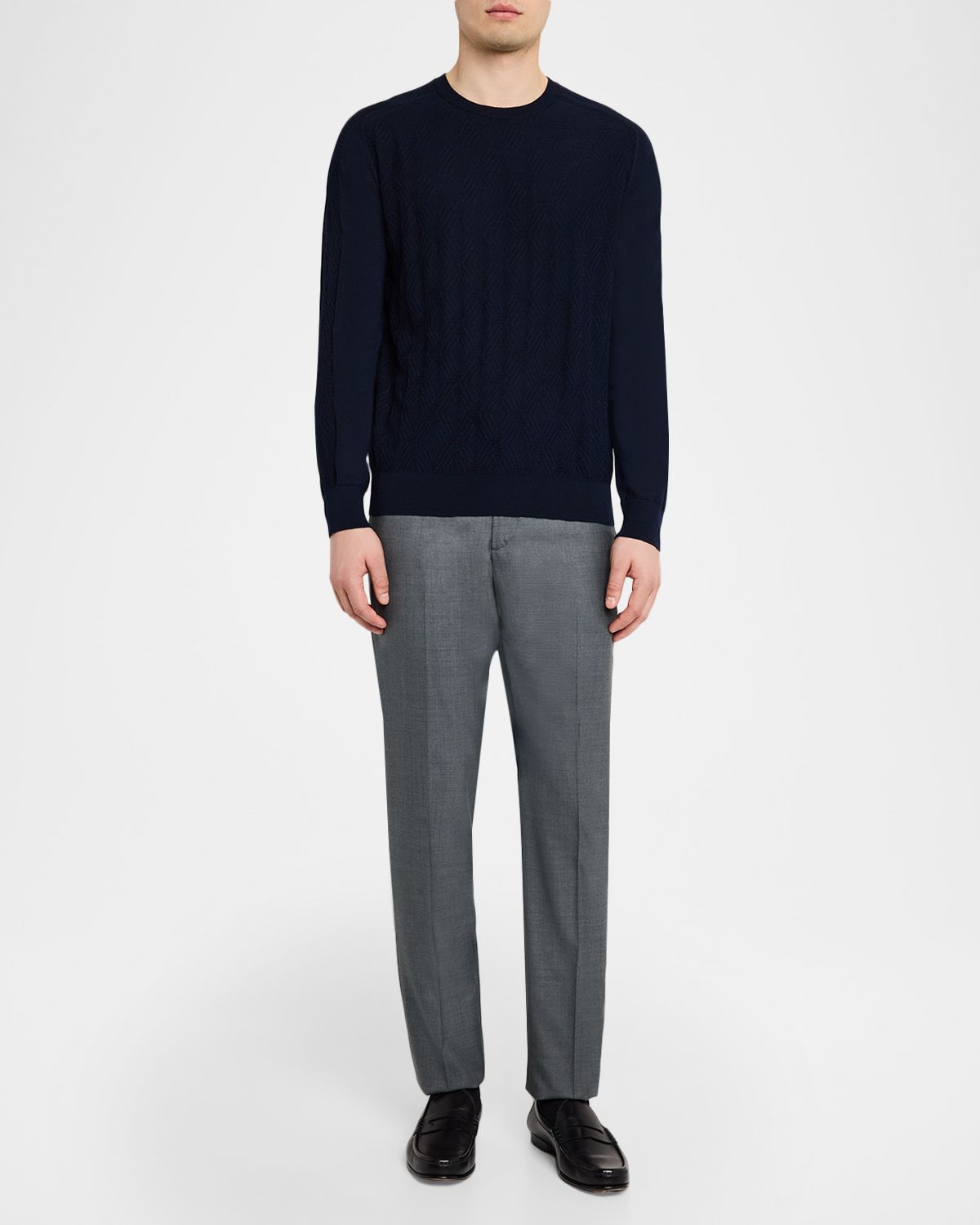 Stefano Ricci Men 's Cashmere and Silk Diamond Jacquard Crewneck Sweater