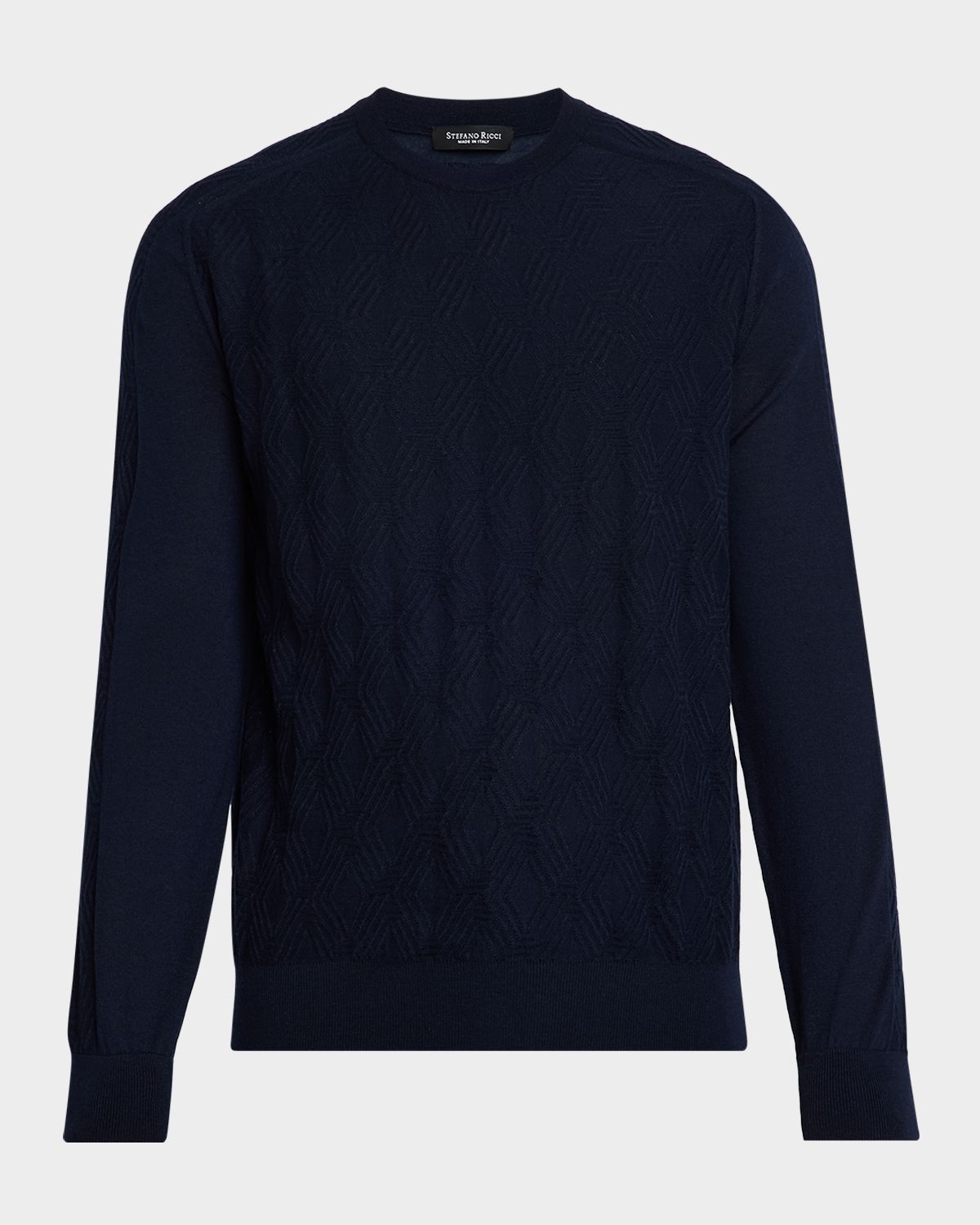 Stefano Ricci Men 's Cashmere and Silk Diamond Jacquard Crewneck Sweater