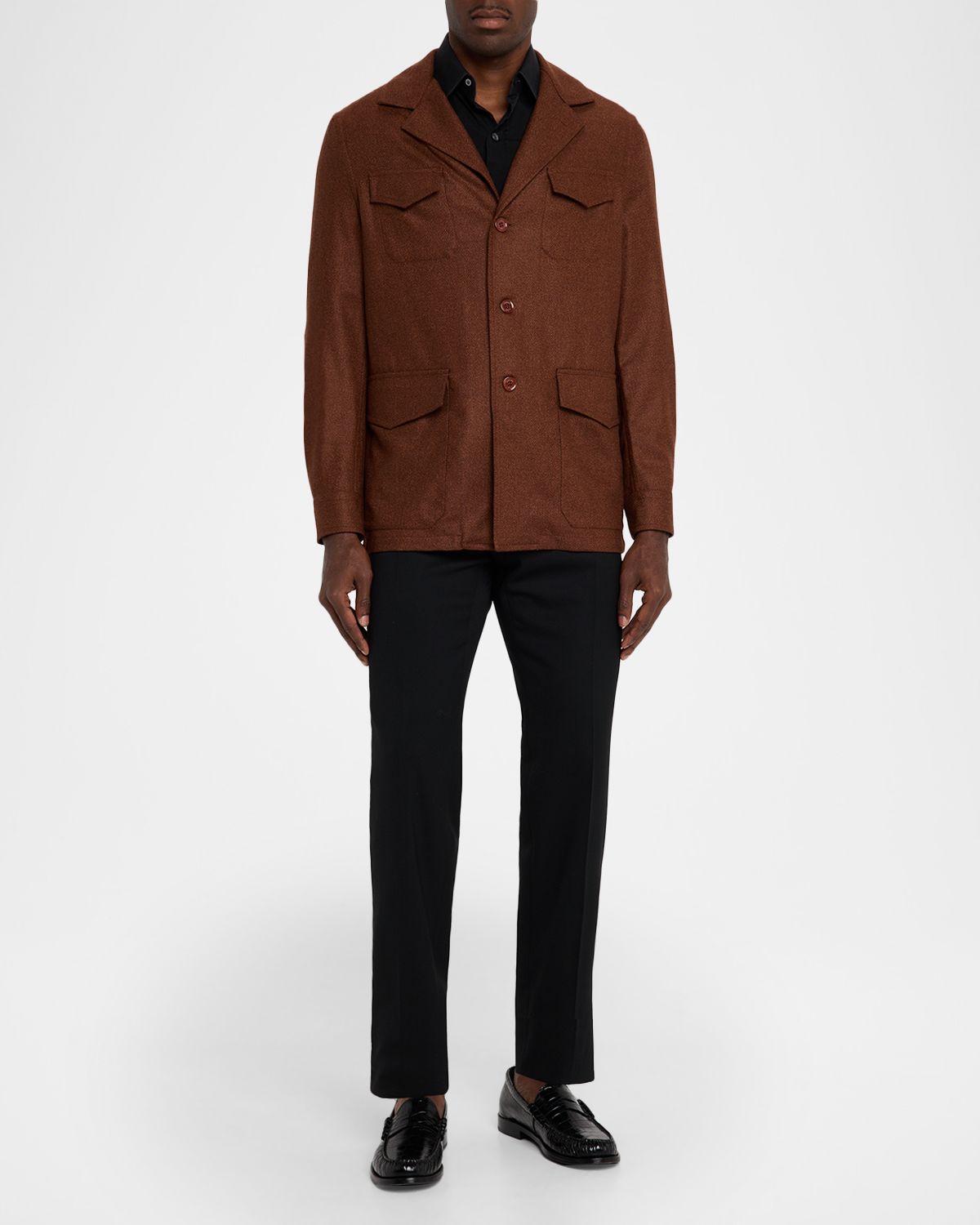 Stefano Ricci Men 's Wool and Silk Flap-Pocket Chore Jacket