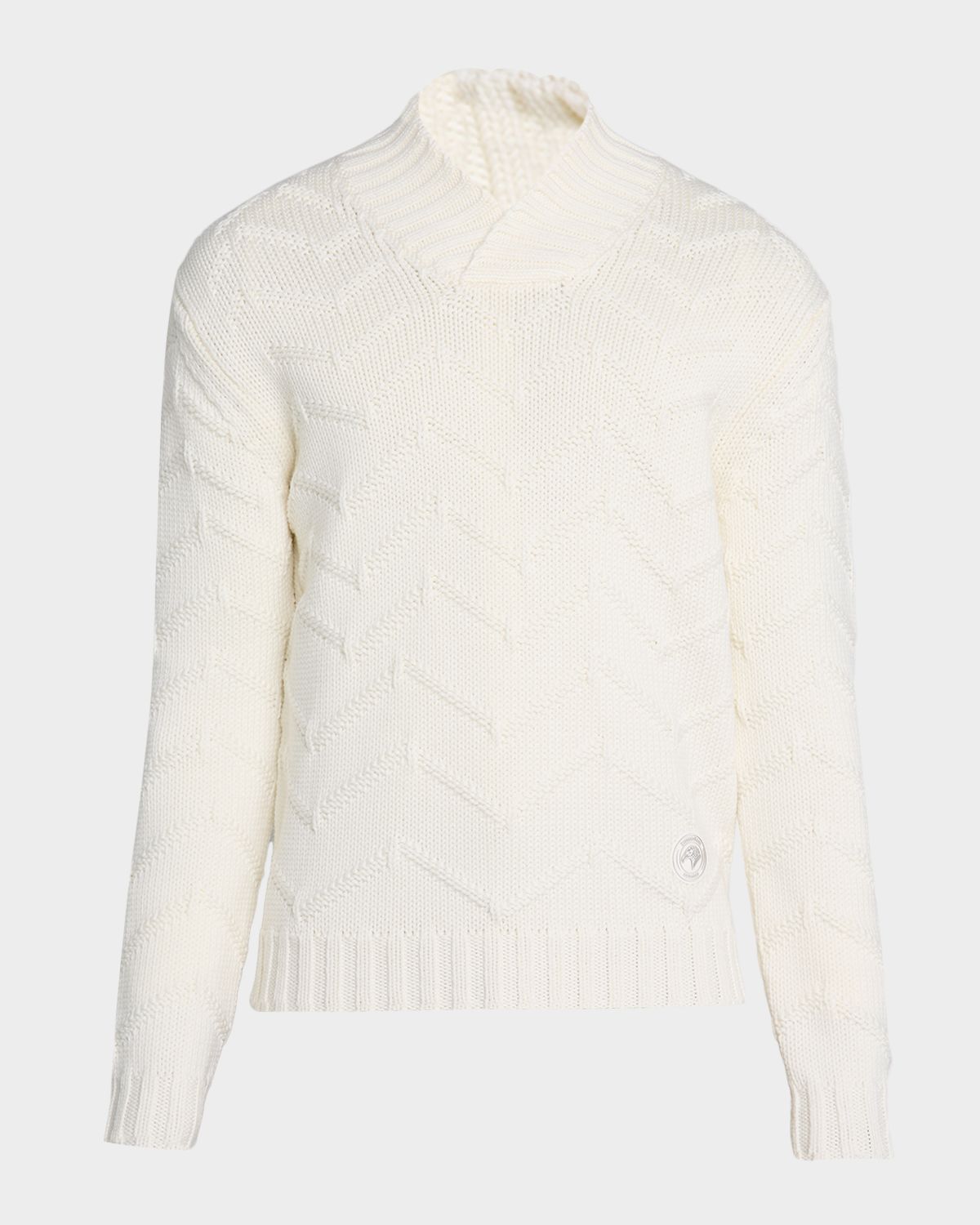 Stefano Ricci Men 's Wool Chevron Shawl Knit Sweater | Thumbnail 6