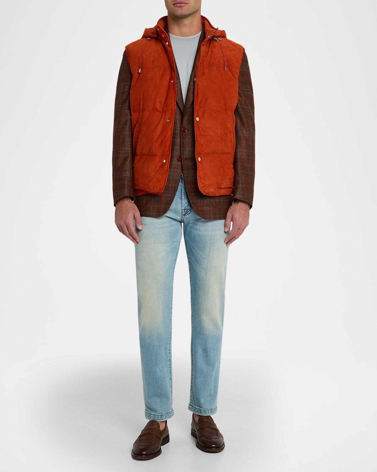 Stefano Ricci Men 's Suede Hooded Snap-Front Vest