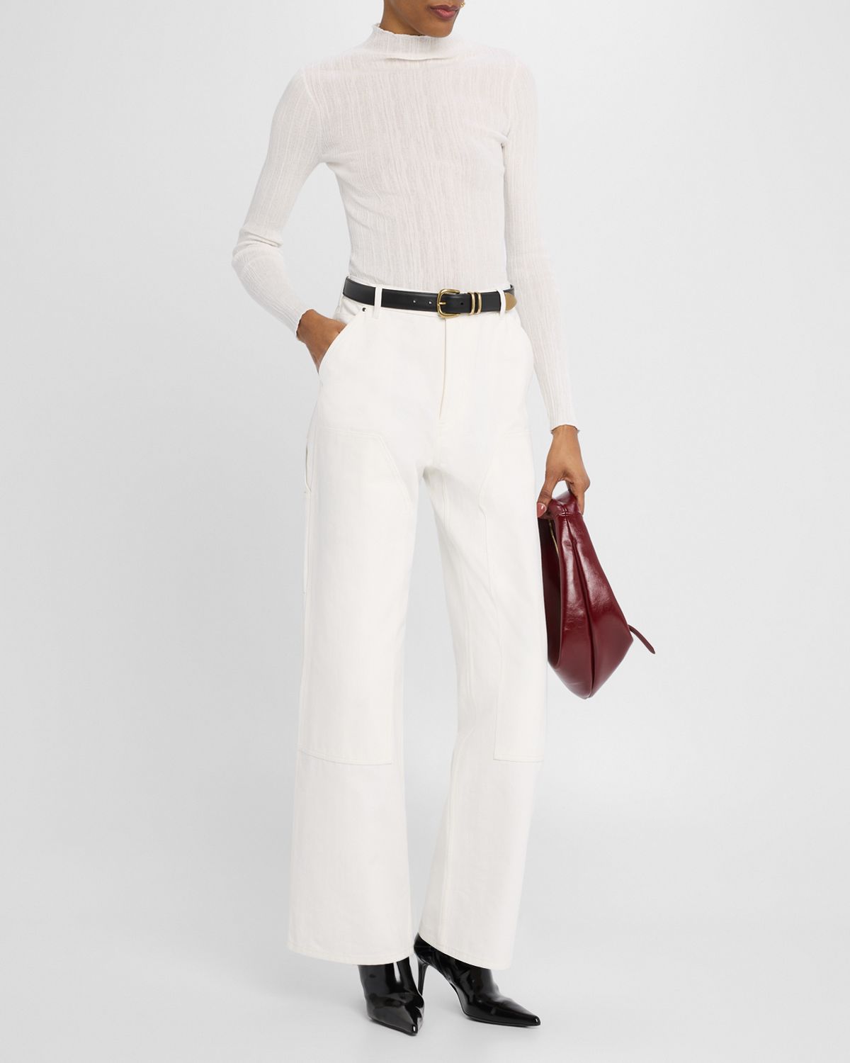 A.L.C. Hugh Fine-Knit Mock-Neck Top