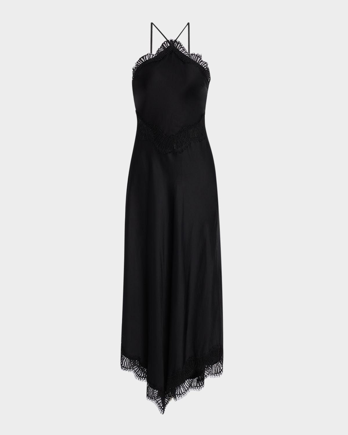 A.L.C. Lucia Lace Satin Halter Midi Dress