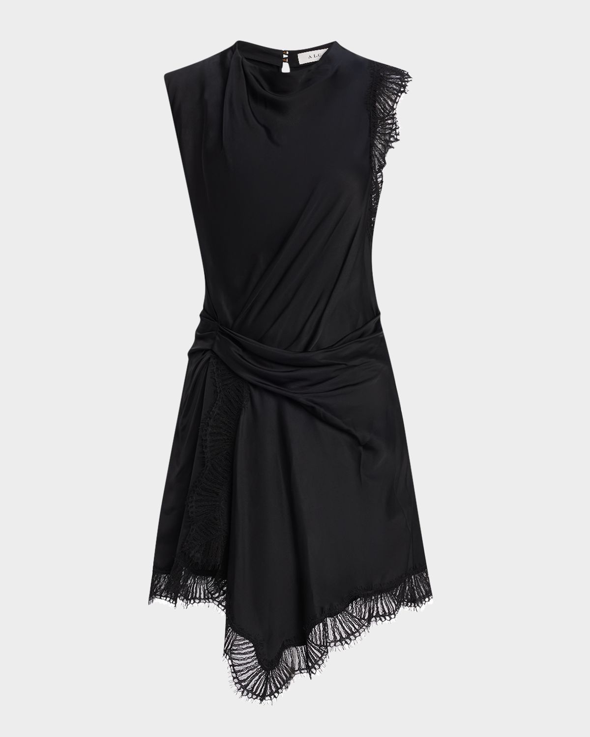 A.L.C. Dion Draped Lace-Trim Satin Mini Dress | Thumbnail 6