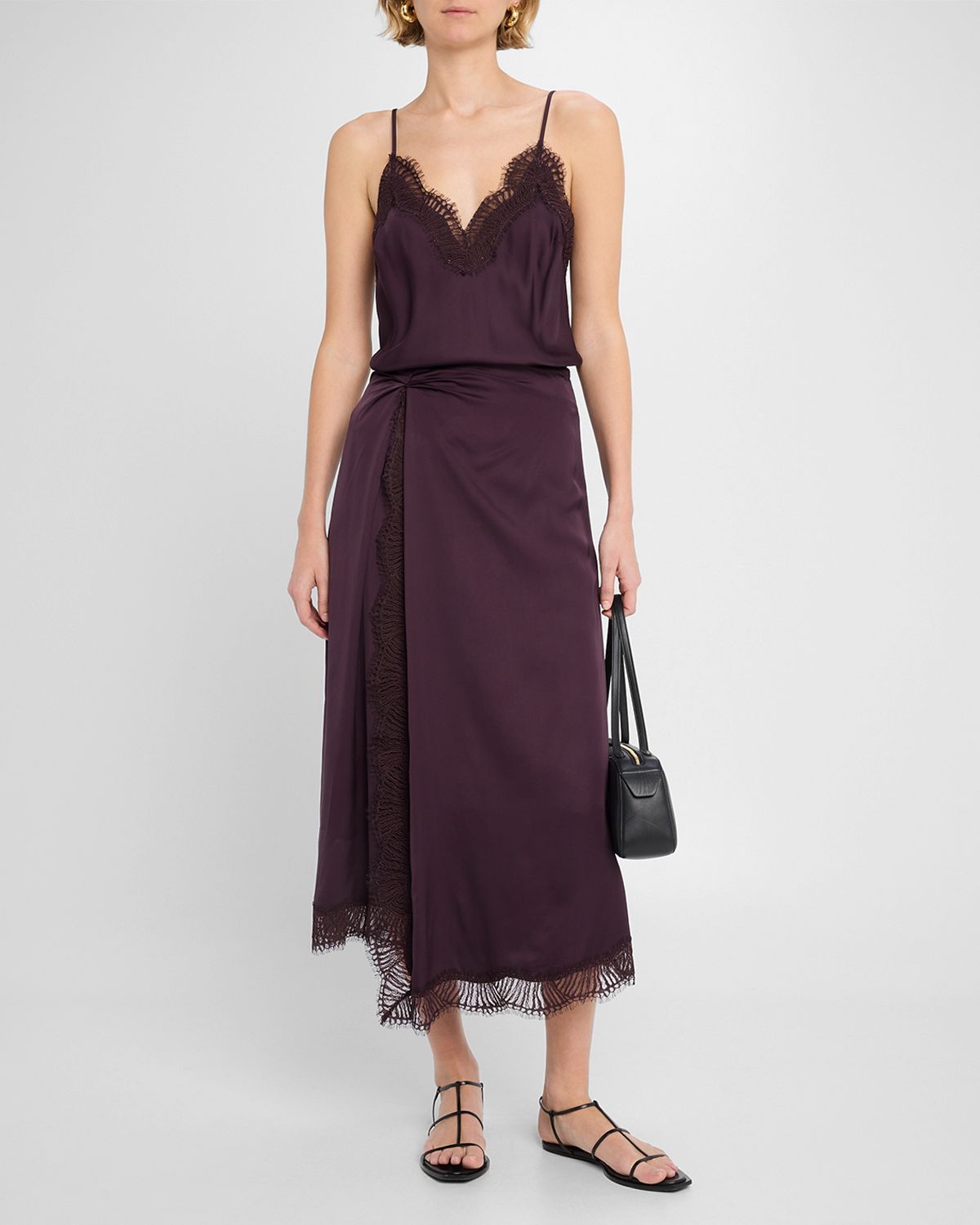 A.L.C. Bella Lace-Trim Midi Skirt