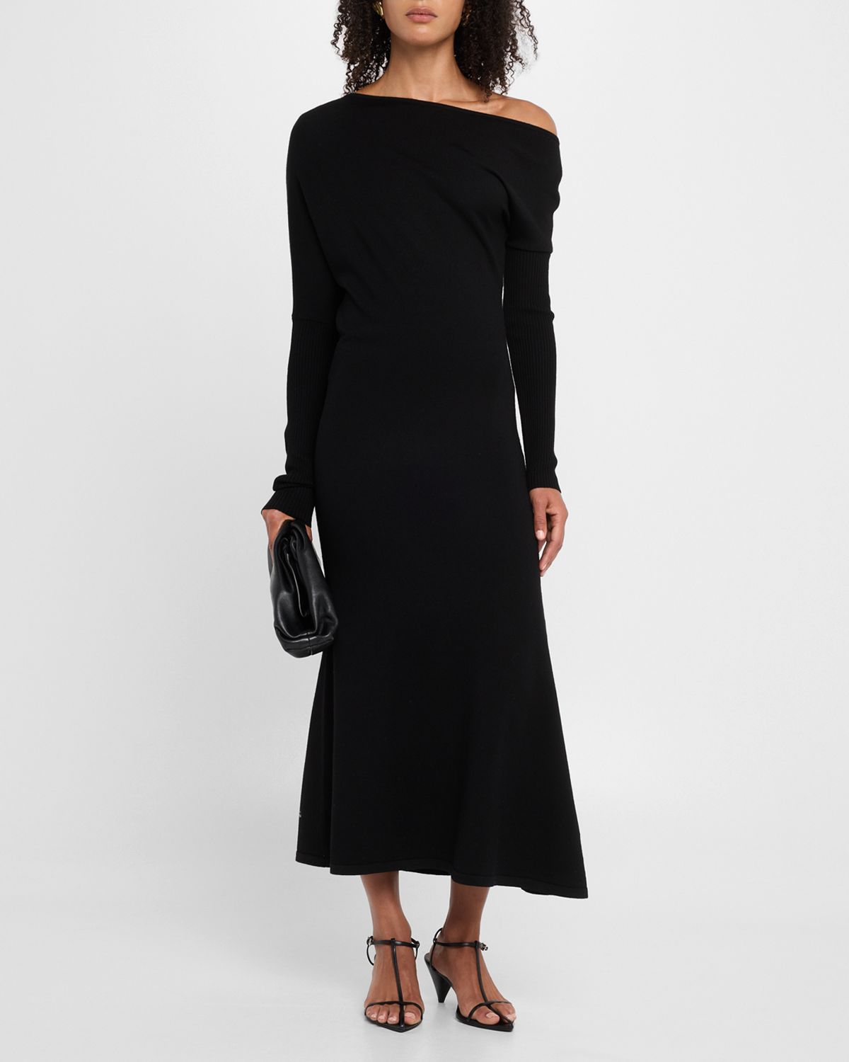 A.L.C. Liv One-Shoulder Draped Merino Dress
