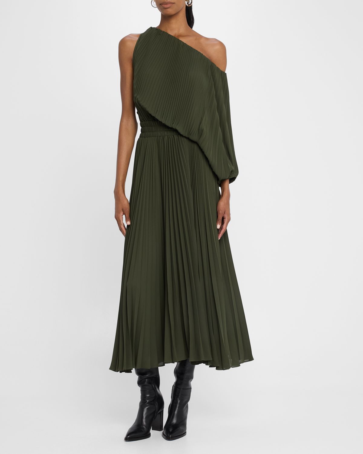 A.L.C. Mara Pleated Asymmetric Dress