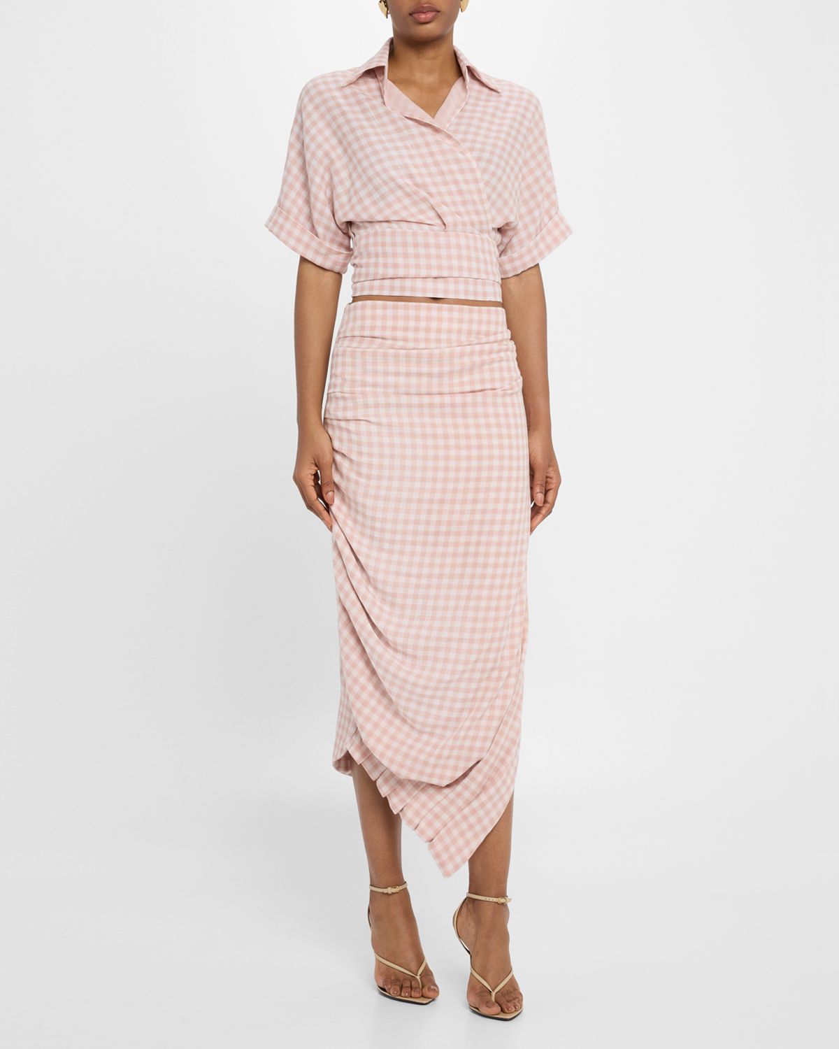JBQ Novie Draped Plaid Midi Skirt