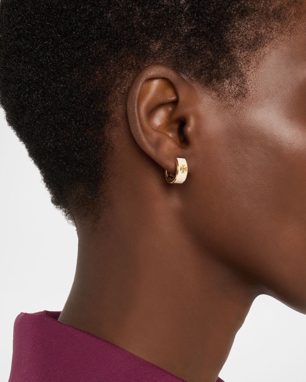 Tory Burch Icon Enamel Huggie Earrings