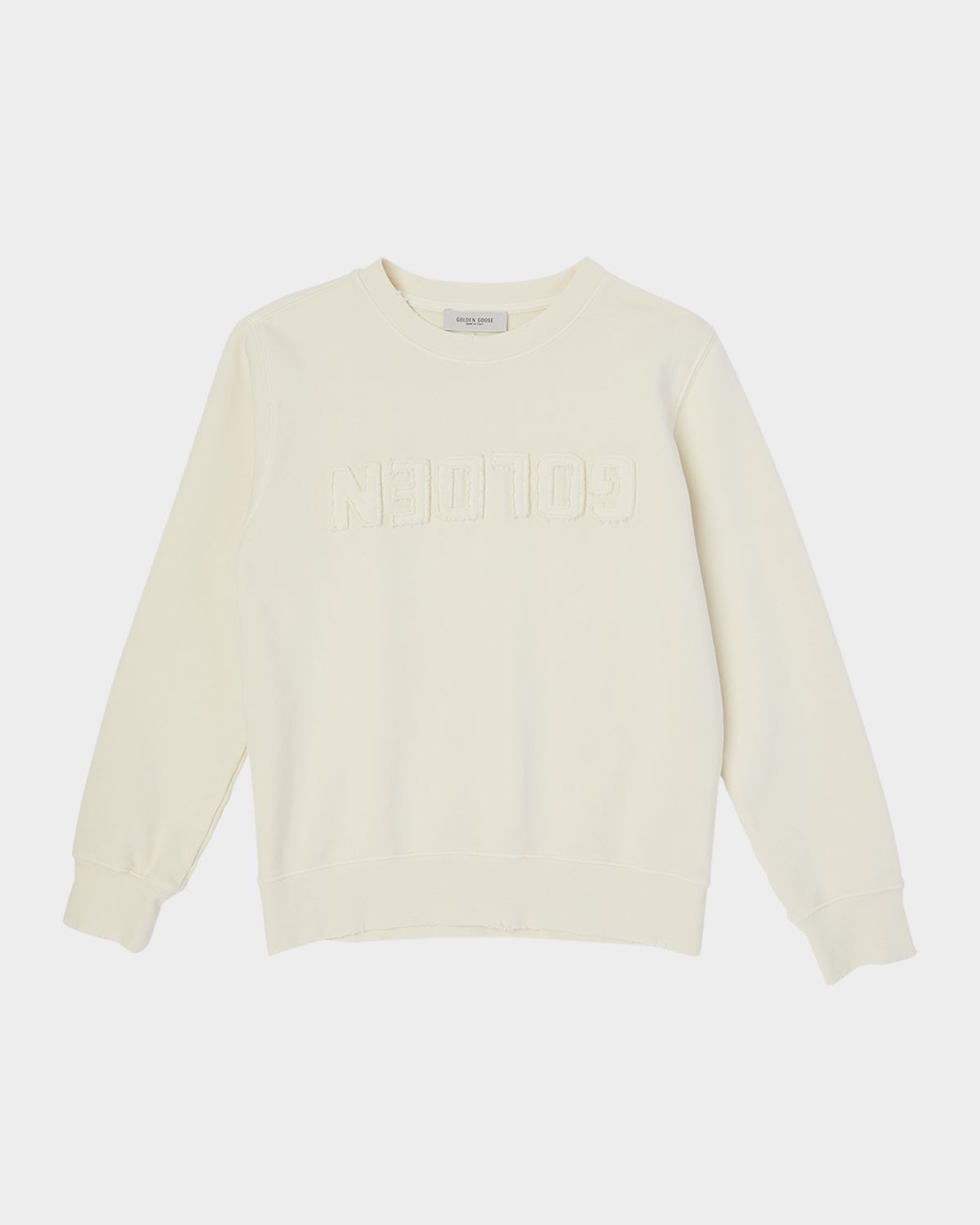 Golden Goose Kid 's Golden Distressed Cotton Fleece Logo Sweatshirt, Size 4-12 | Thumbnail 4 Golden Goose Kid 's Golden Distressed Cotton Fleece Logo Sweatshirt, Size 4-12 | Thumbnail 4