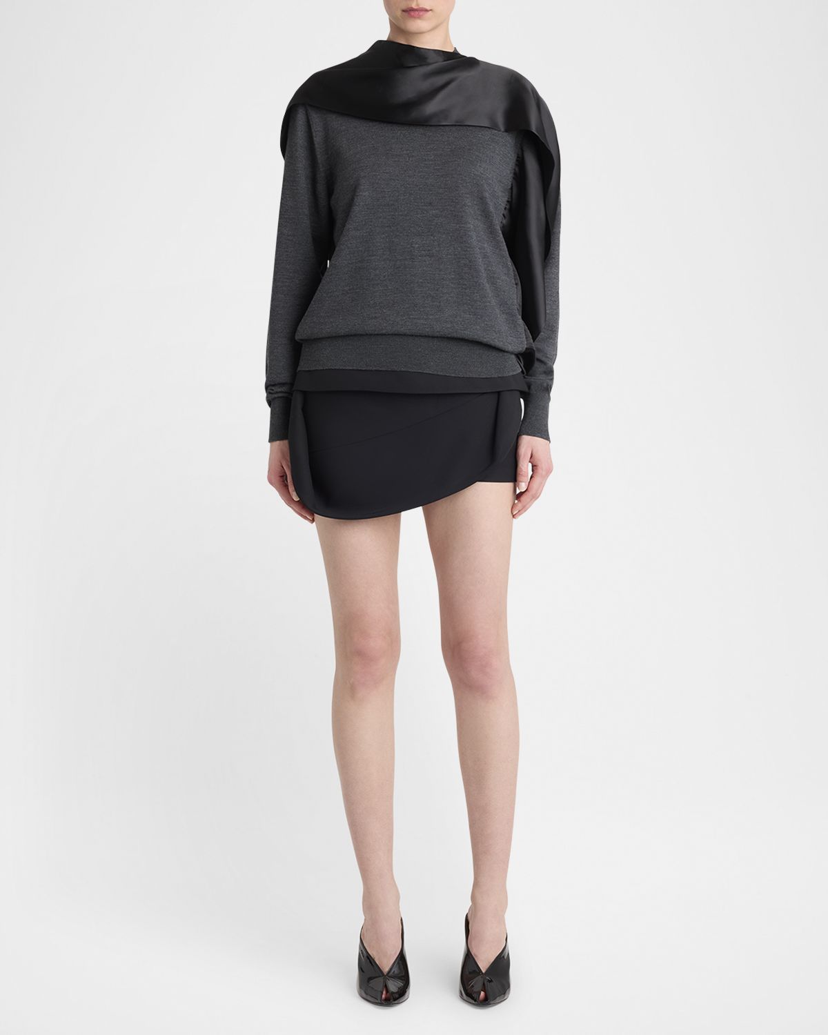 Ferragamo Satin Scarf Wool Sweater