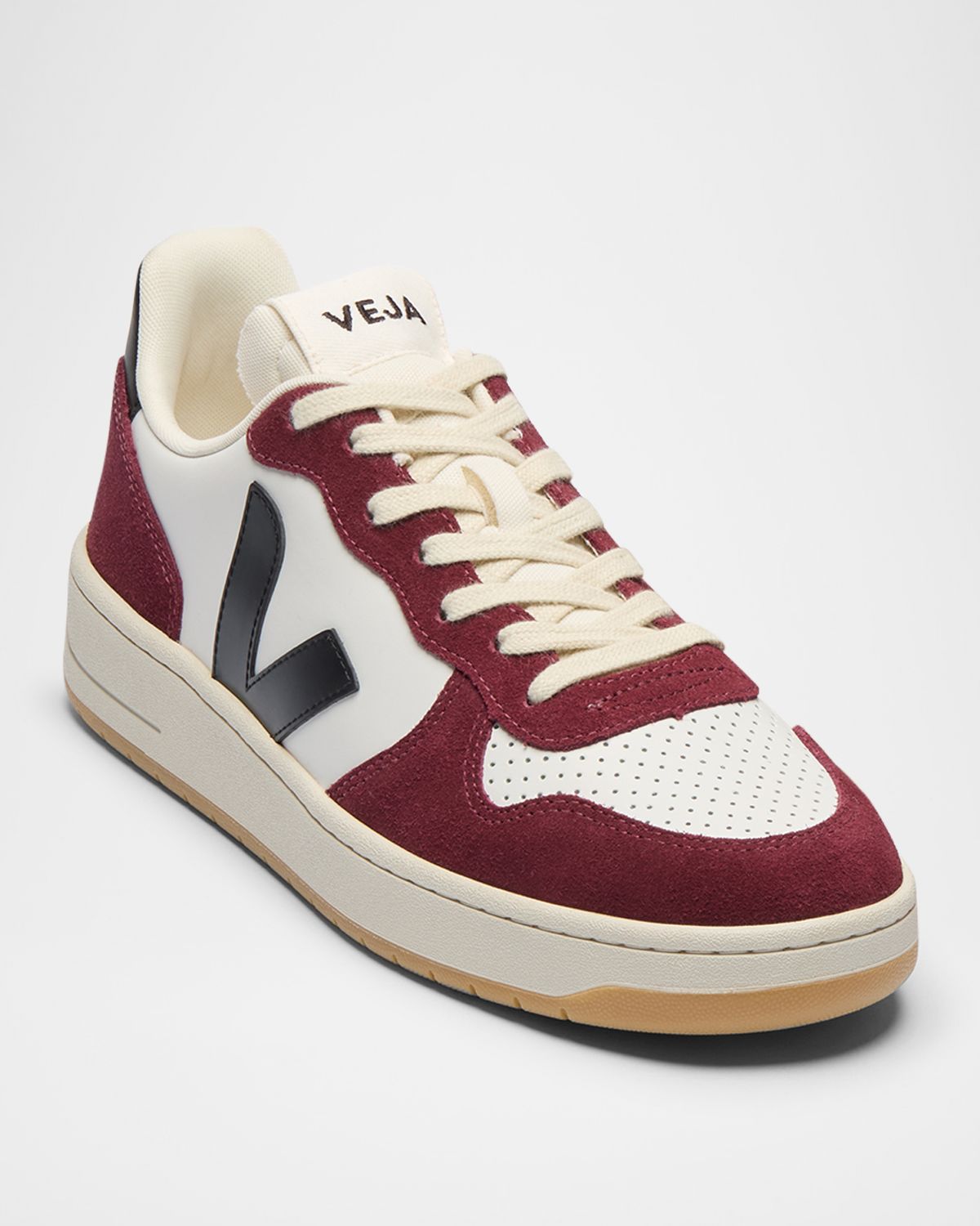 VEJA V-10 Bicolor Leather Low-Top Sneakers