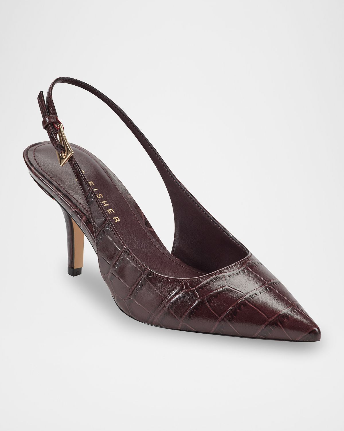 Marc Fisher LTD Dorie Croc-Embossed Leather Slingback Pumps